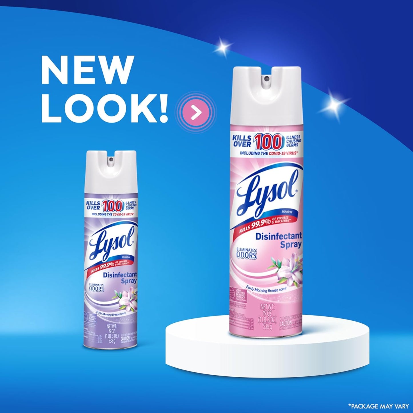 Lysol Disinfectant Spray, Household Cleaning Supplies, Disinfecting Multi-Purpose Room Spray, Antibacterial Sanitizer, Deodorizer, Kills Hantavirus, Early Morning Breeze, 19 Fl Oz (Pack of 2)