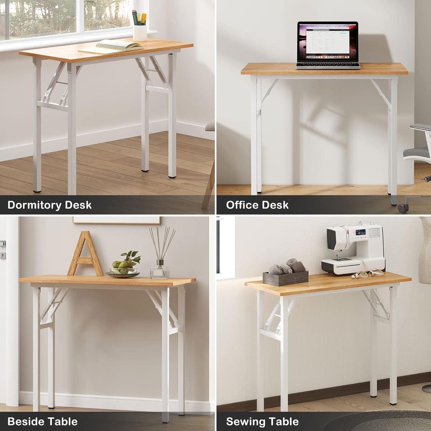 Need Small Desk, 31.5 x 15.7 Inches No Assembly Foldable Writing Table,Sturdy and Heavy Duty Folding Computer Desks for Small Space/Home Office/Dormitory AC5BW(80 * 40)
