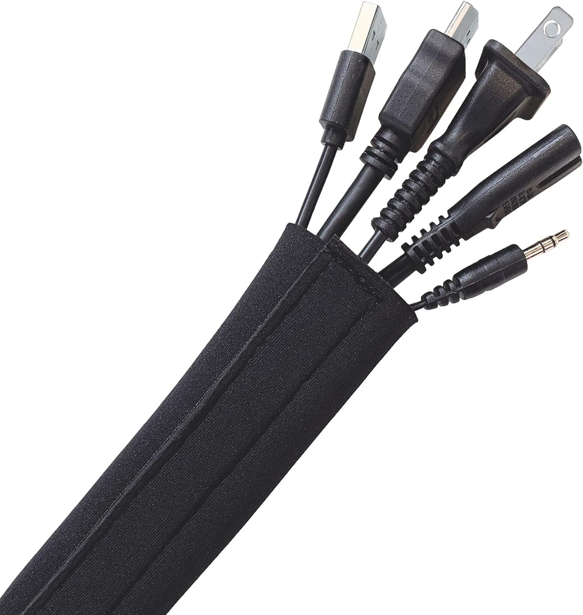 Hook and Loop Cable Sleeve by Wrap-It Storage - 48" x 4.5" (2-Pack) Black