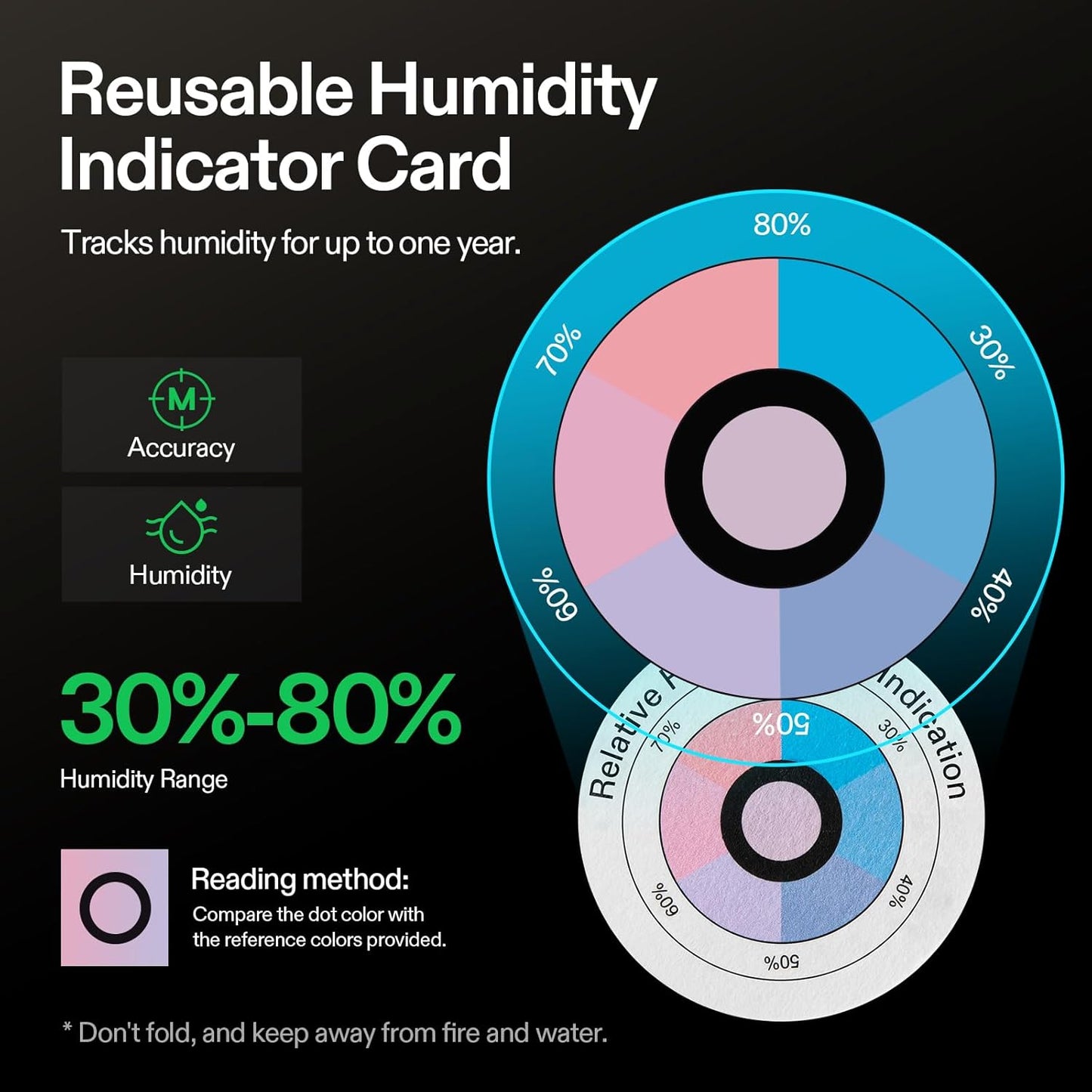 VIVOSUN 62% RH Two-Way Humidity Control Packs, Size 8 g, 10 Packs, Each for Storing 1 oz, Moisture Balancer with RH Indicator Card for Food Storage