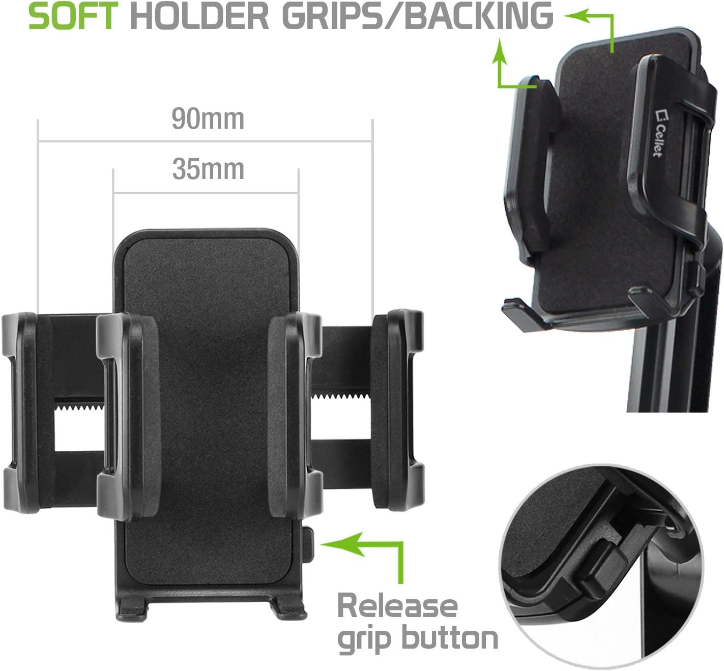Cellet Car Phone Holder Mount, Car Cup Phone Holder Mount, Compatible with Apple iPhones, Samsung Galaxy Smartphones, Motorola Moto Google Pixel (Fits for Tesla Model 3 Y S X) Extra Long Neck