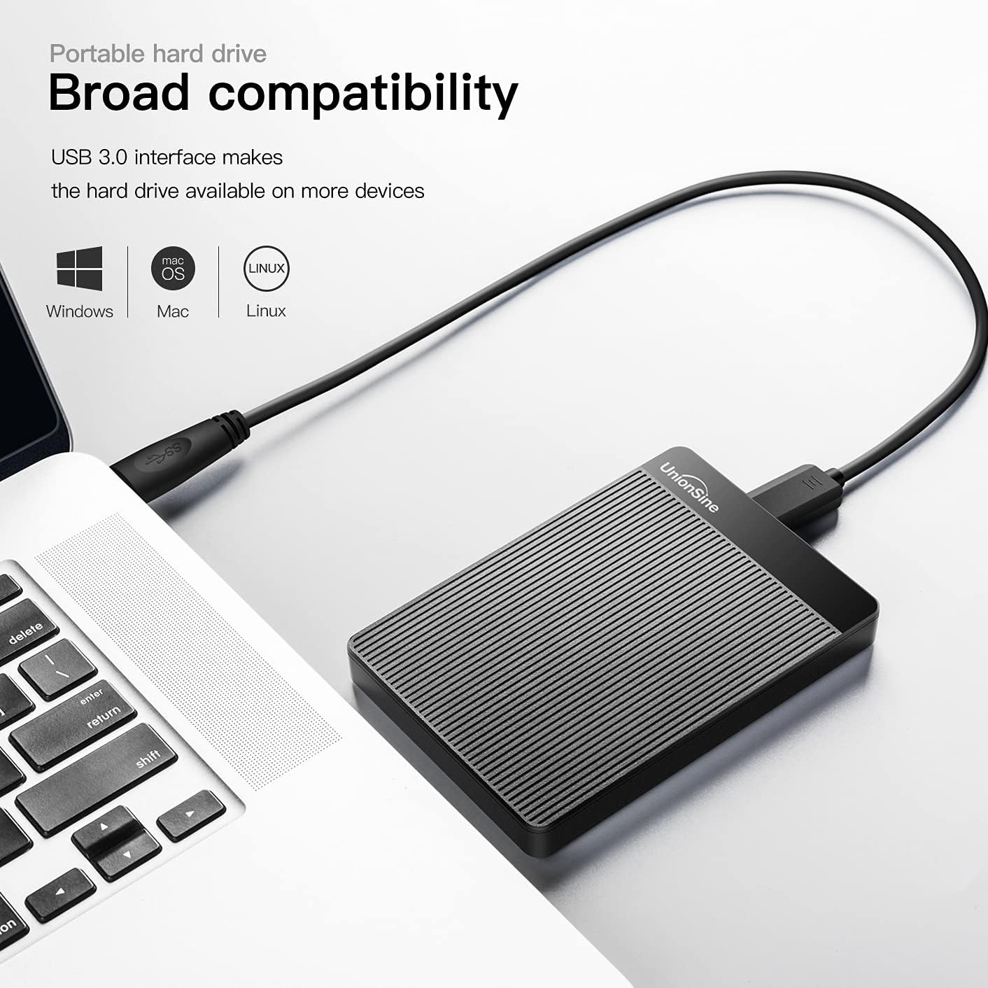 UnionSine 1TB Ultra Slim Portable External Hard Drive HDD-USB 3.0 for PC, Mac, Laptop, PS4, Xbox one, Xbox 360-(Black)