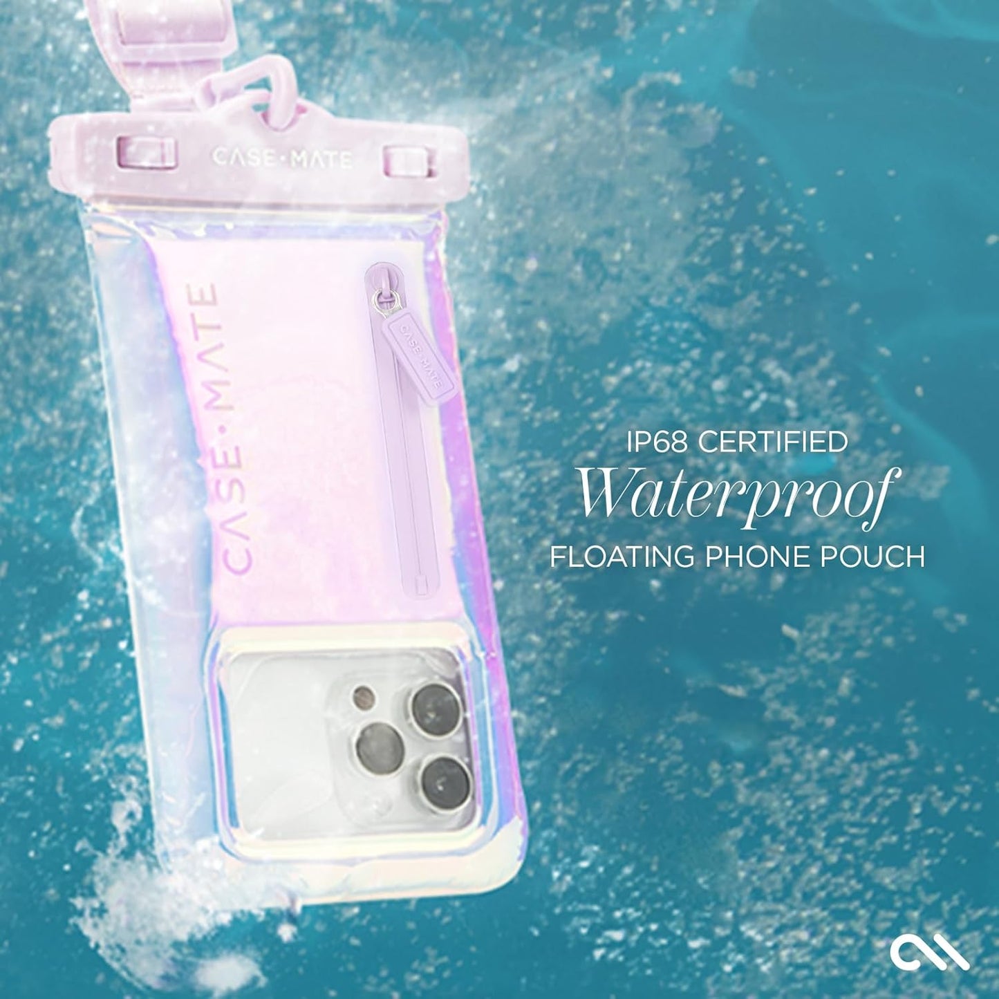 Case-Mate Soap Bubble IP68 Waterproof Phone Pouch with Zip Pocket for 3 Cards & Cash - Large Floating Phone Case w/Crossbody Lanyard - Cruise Travel Essentials Compatible w/All Devices - Iridescent