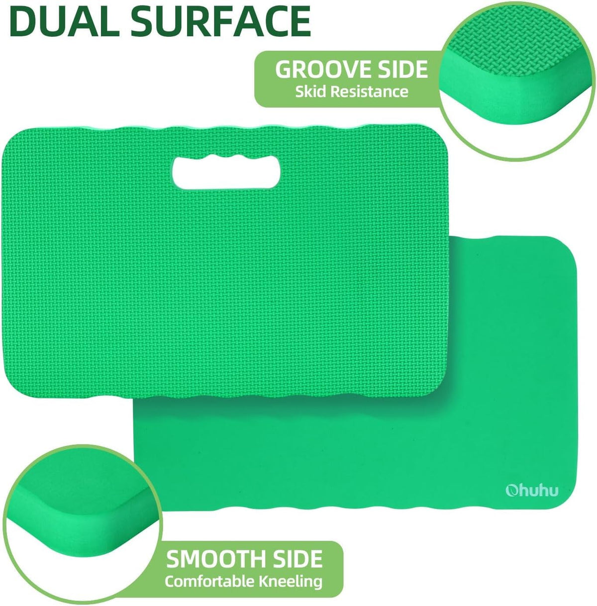 Ohuhu Premium Thick Kneeling Pad, 2-Pack Large Comfortable Gardening Knee Mat with 2 Different Surfaces, Extra Thick Knee Cushion Kneeler for Gardening, Work, Baby Bath, Exercise