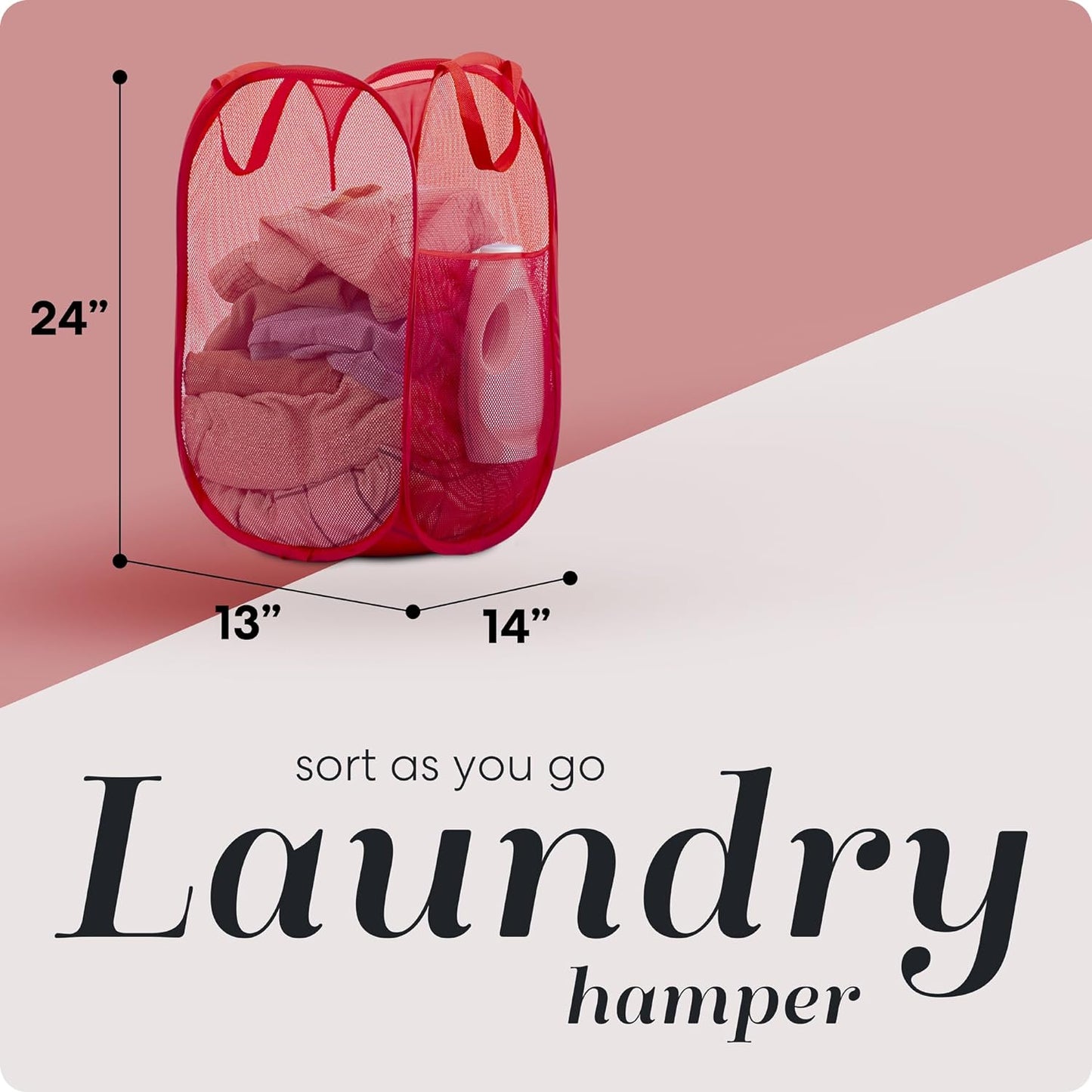Handy Laundry Mesh Pop-Up Laundry Hamper, Collapsible Basket 2-Pack