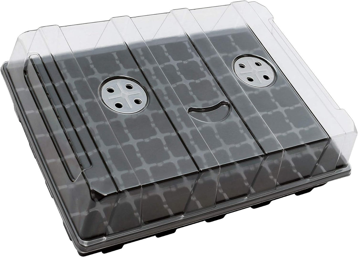 Gardzen 5 Pack Seed Starter Trays with Vented Domes 150 Cell Black