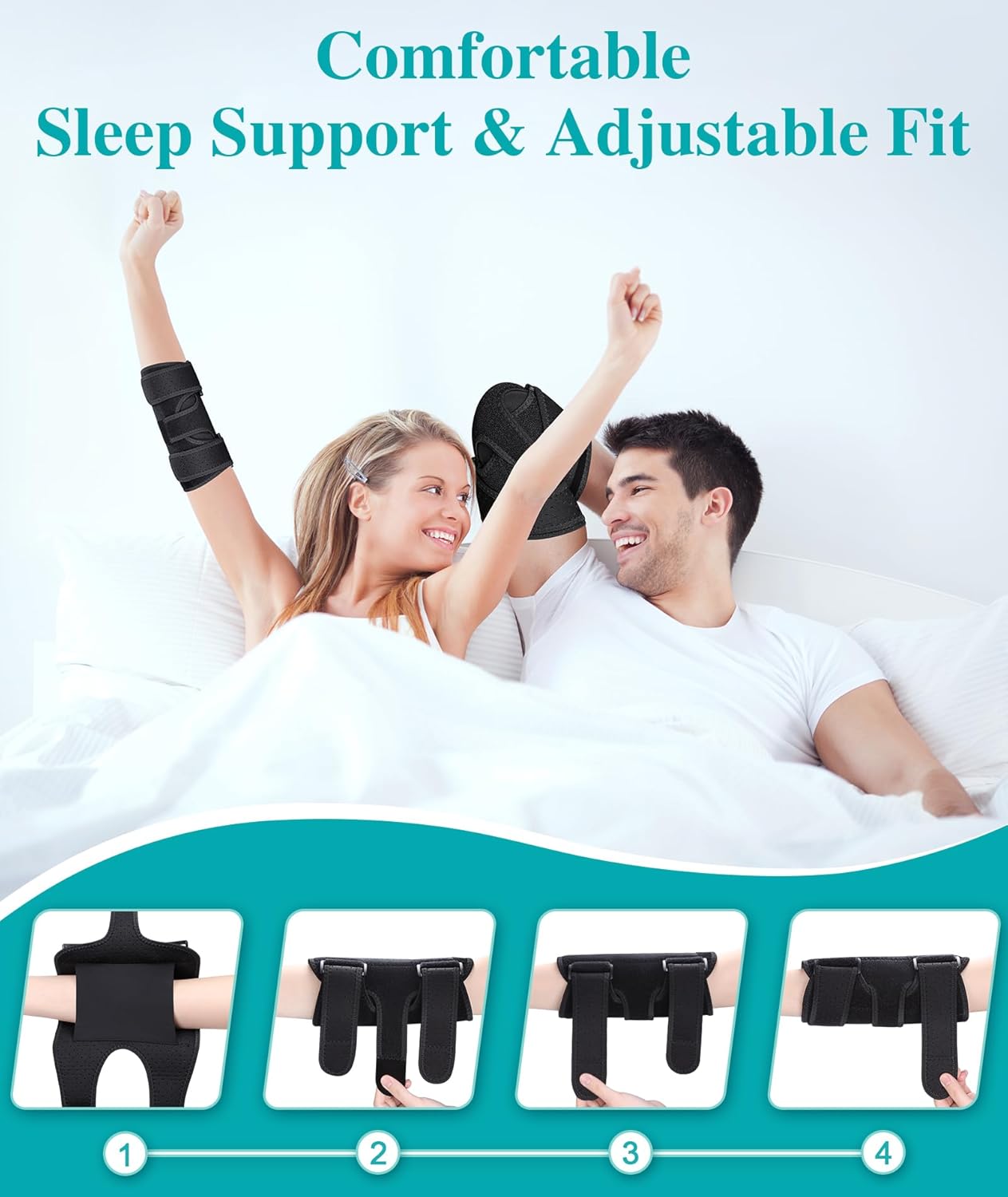 Oyakin Elbow Brace for Cubital Tunnel, Ulnar Nerve Entrapment brace, Adjustable Elbow Splint for Sleeping, Tendonitis, Tennis Elbow, Comfortable Stabilizer Support for Women and Men Fit Most