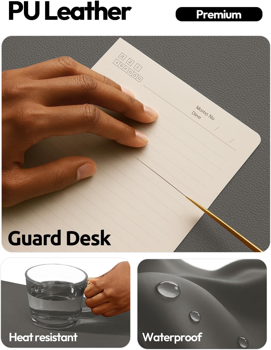 YSAGi Desk Protector&Blotter, Non-Slip Waterproof Leather Mouse Pad
