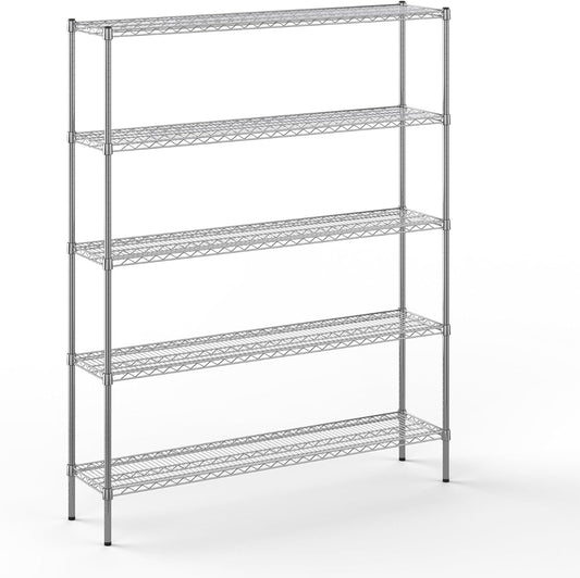 14" Deep x 60" Wide x 74" Height Wire Shelving Kit | 5-Tier | NSF Commercial Storage Rack Unit