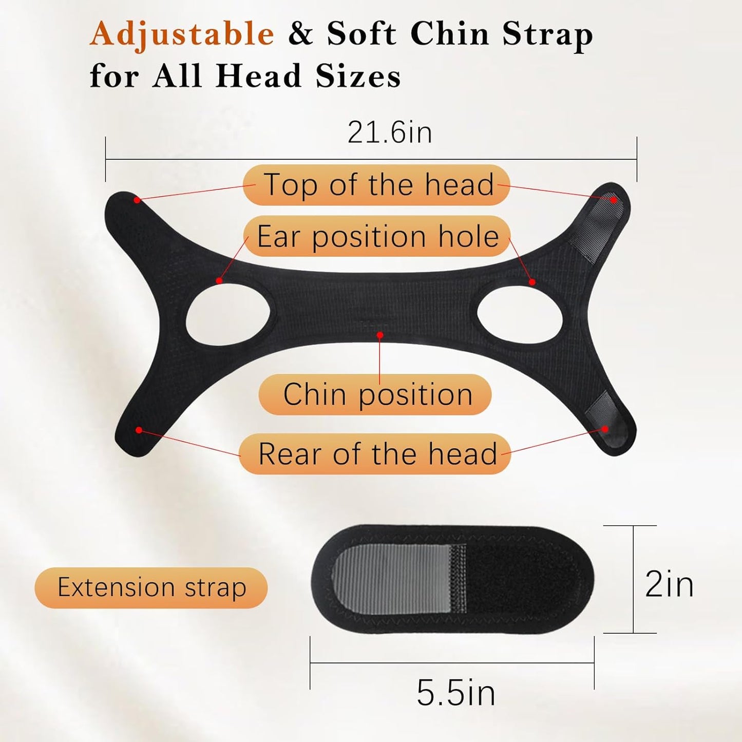 Sleep Apnea Devices丨Comfortable Chin Strap for Sleeping - Improve Sleep Quality, Simple & Adjustable Design for Men and Women (21 Inches,Black)