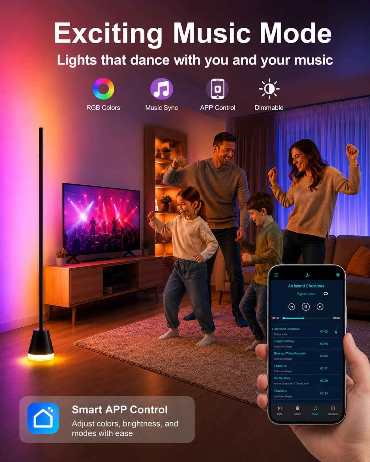 Keepsmile Smart RGB LED Corner Floor Lamp,172 LEDs Bright Standing Lamps for Living Room with APP and Remote,Modern Floor Lamp with Music Sync and 16 Million Colors, Ambient Lighting for Bedroom