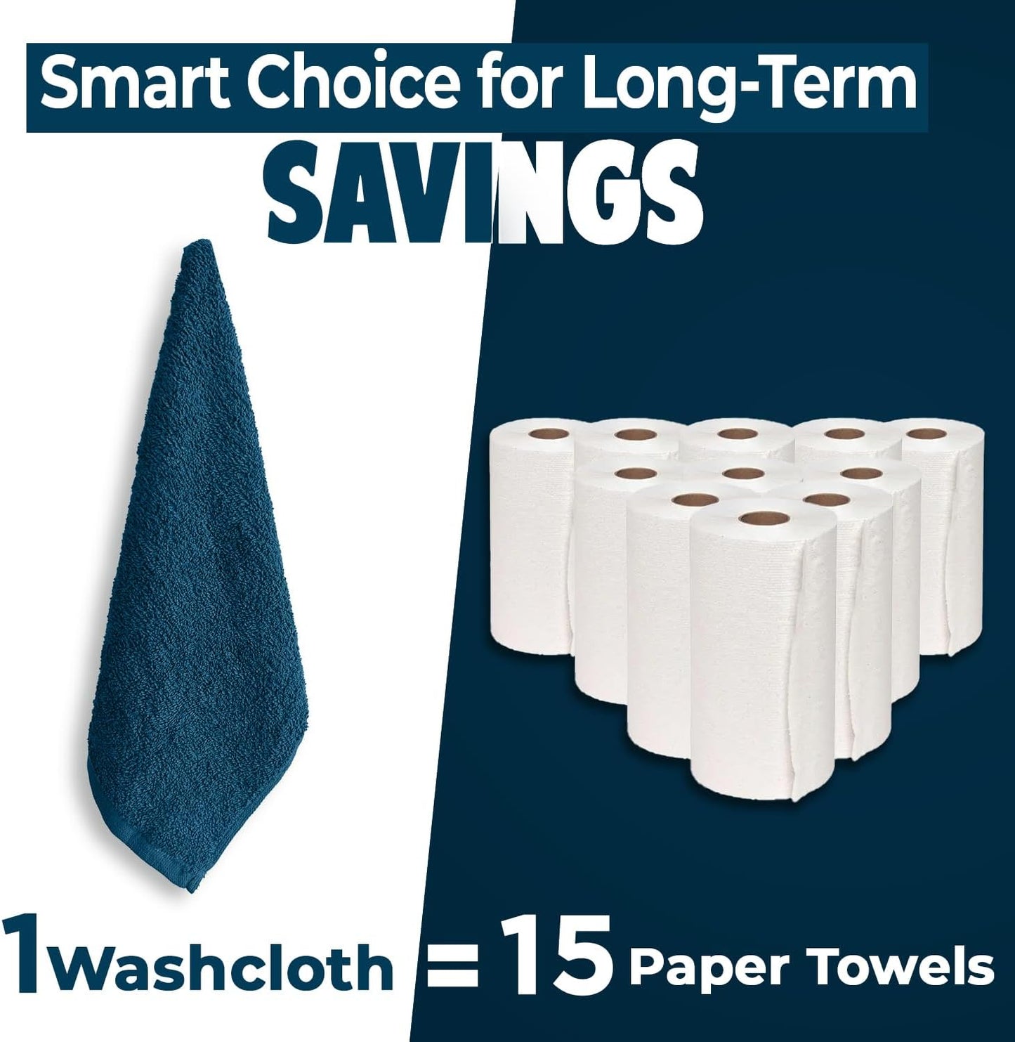 DAN RIVER 24 Pack Wash Cloths for Showering [12x12] - 100% Cotton Washcloths Premium Quality Flannel Face Cloths for Bathroom, Highly Absorbent and Soft Feel Wash Clothes, Assortment 5