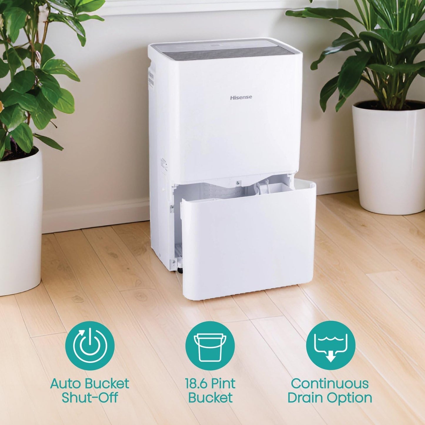 Hisense 50 Pint Portable Dehumidifier, Energy Efficient Quiet Humidity Absorber Moisture Extractor for Bathroom Bedroom Garage Attic Large Home House Crawl Space Closet