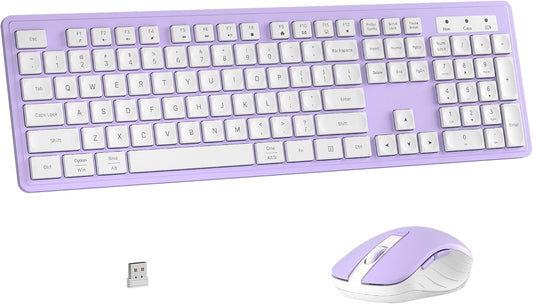 MPTOG Wireless Keyboard and Mouse Combo for PC Laptop (Purple White)