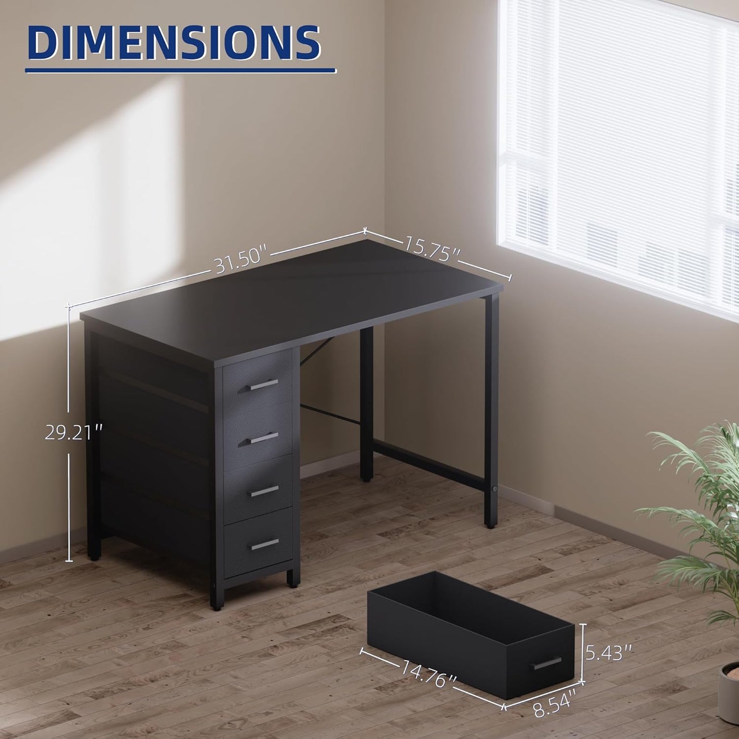 Pamray 32 Inch Computer Desk with 4 Drawers Small Office Desk for Home Bedroom Study Writing Simple Modern Computer Table White
