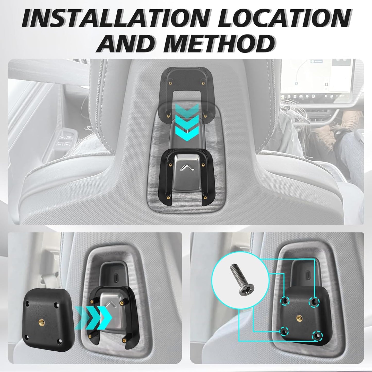 BestEvMod Seat Back Second Row Anchor 1/4 Screw Mount Phone Holder Tablet Mag Safe Compatible with 2022-2024 2025 2026 Rivian R1T&R1S Backseat fits All Phones&Android 360° Adjustable(Tablet Holder)