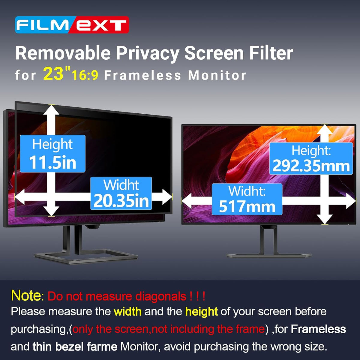FILMEXT 2026 Upgrade 23 Inch Computer Privacy Screen Filter