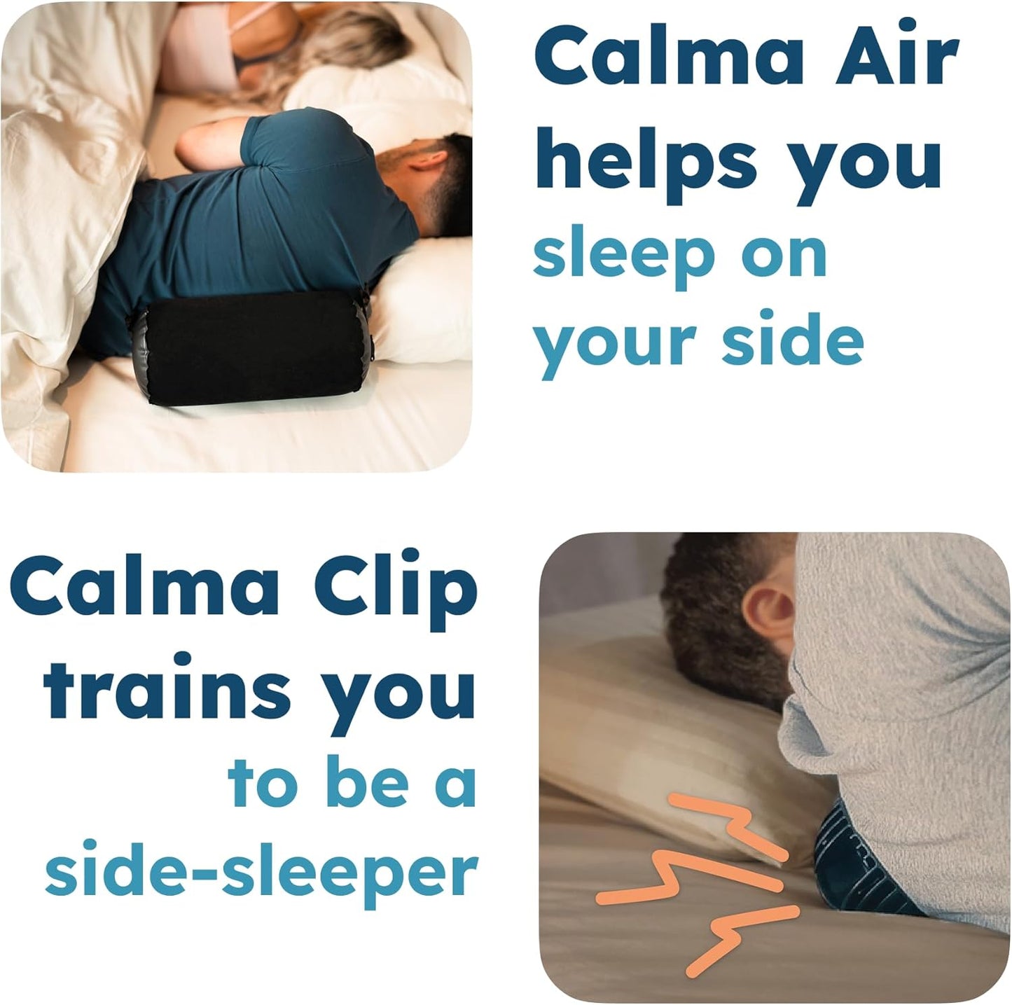 Ball for Side Sleep Posture - Calma Clip v2 by Whole Nights, Sleep Aid for Back Snorers, Anti Snoring Device, Attaches to Any Clothes and Keeps You in a Healthy Sleeping Position