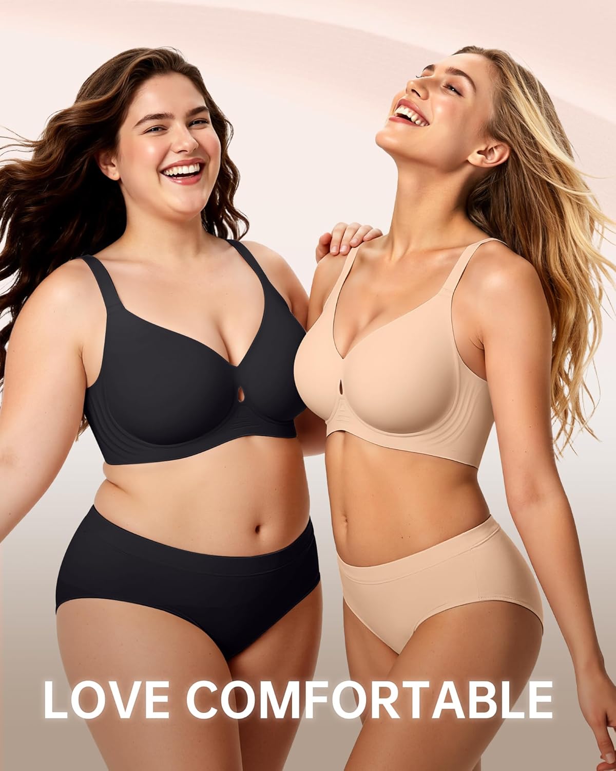 LetsJoli Wireless Bras for Women No Underwire Jelly Bras Seamless Push Up Full Coverage Bralettes Comfortable Everyday Bra