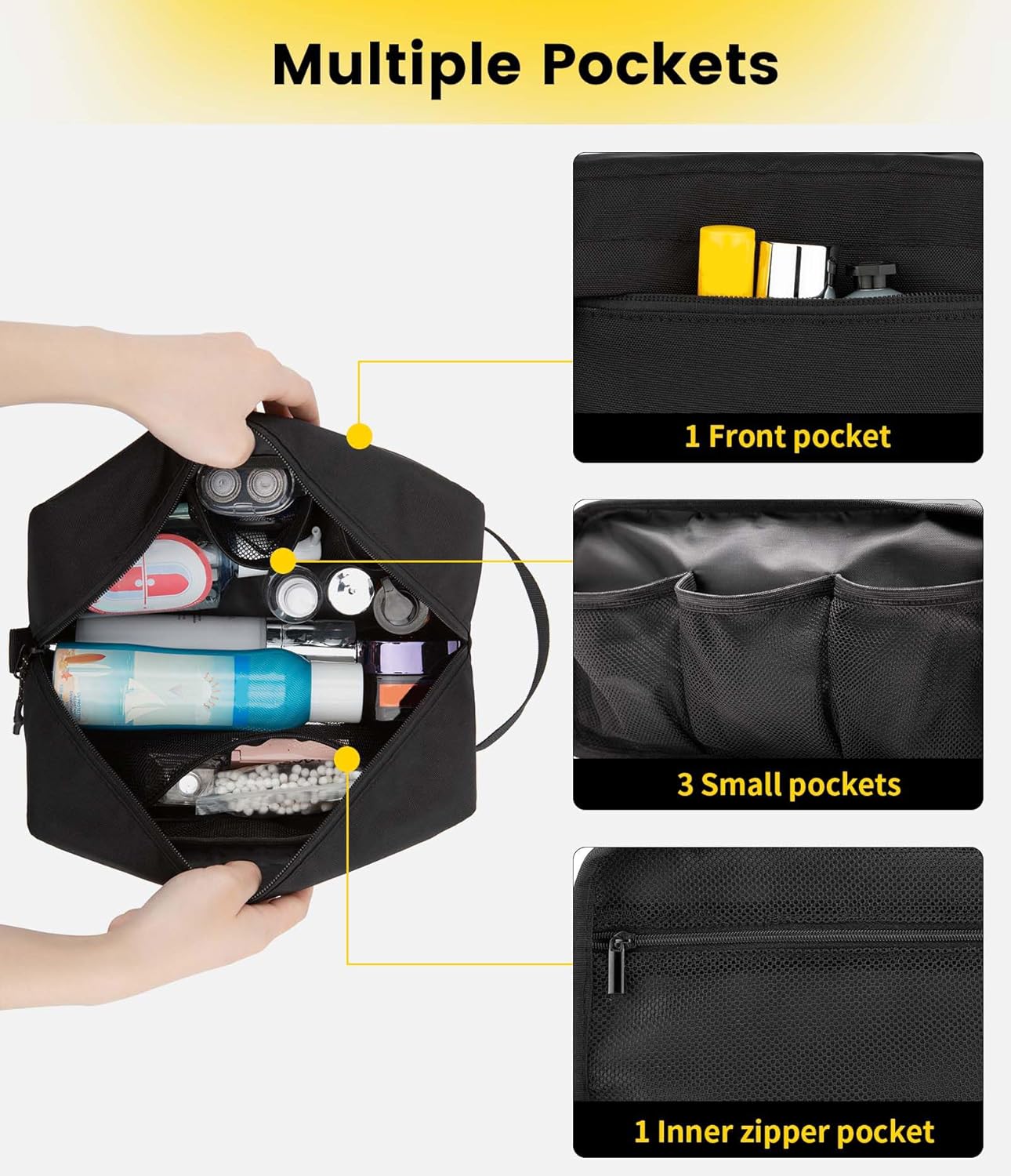 Vorspack Travel Toiletry Bag for Men - Hanging Toiletries Bag Water Resistant Travel Bag for Toiletries Accessories