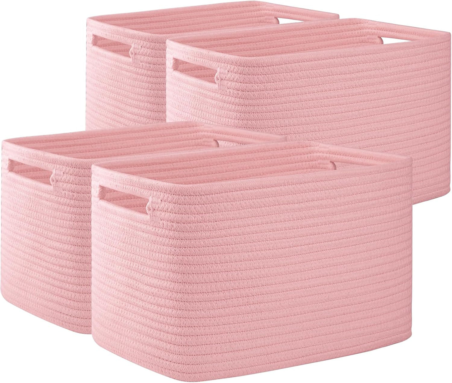 OIAHOMY 4 Pack Storage Baskets for Organizing 15L Cube Storage Bins Pink