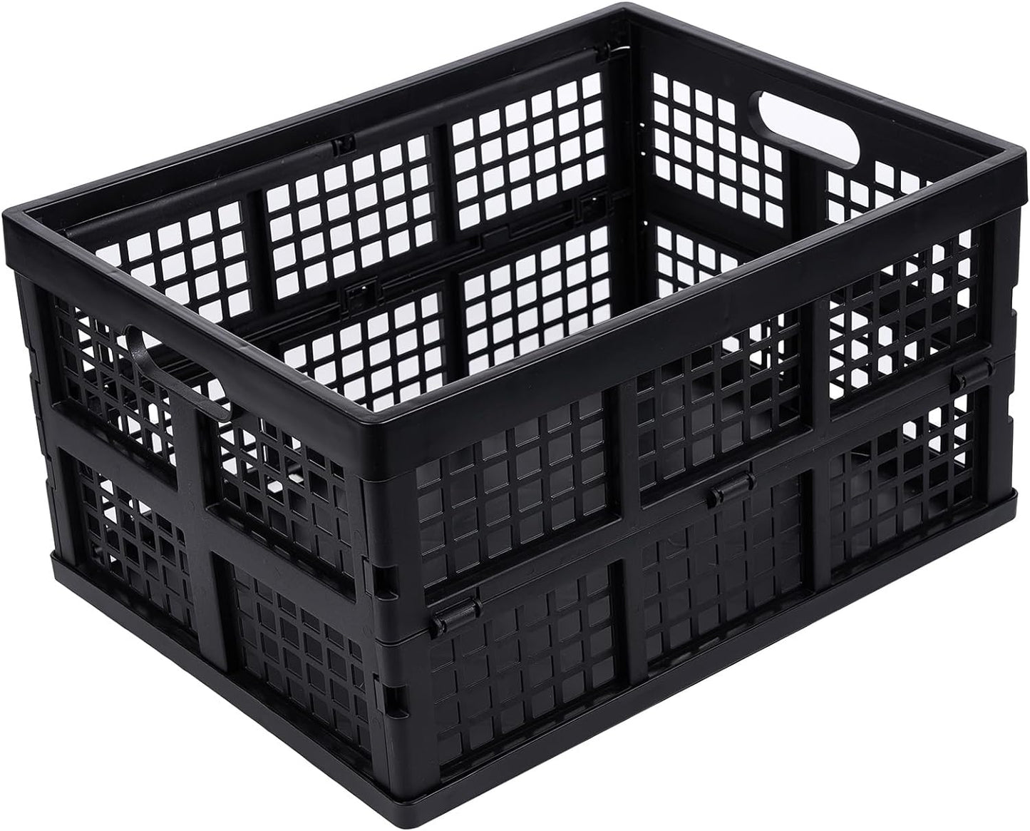Aebeky 3-Pack Plastic Collapsible Storage Crates-30L,Foldable Plastic Crates for Storage (Black)
