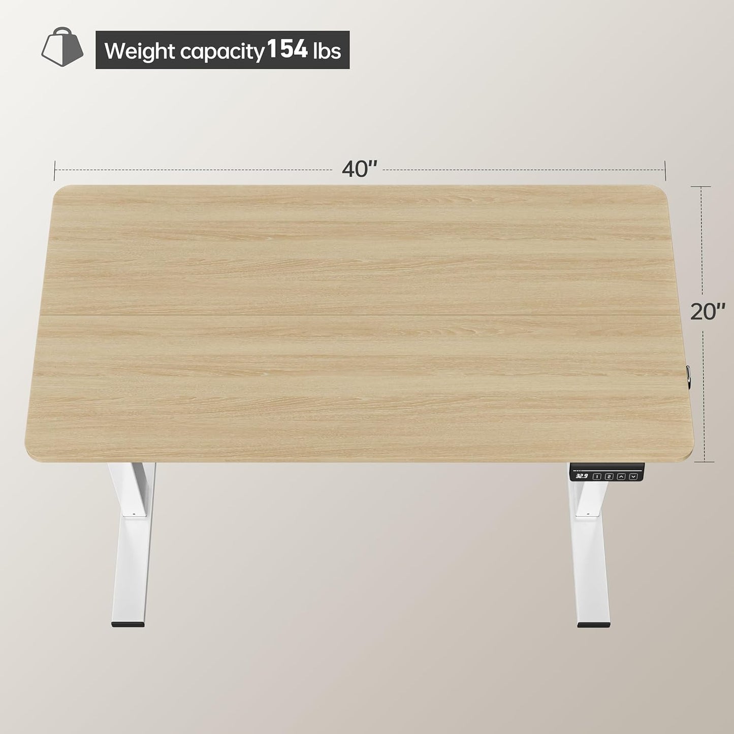 LongKe Electric Standing Desk Adjustable Height, 40x24 Inches Sit Stand up Desktop for Home Office, Ergonomic Rising Computer Table with Memory Preset, Yellow Beams