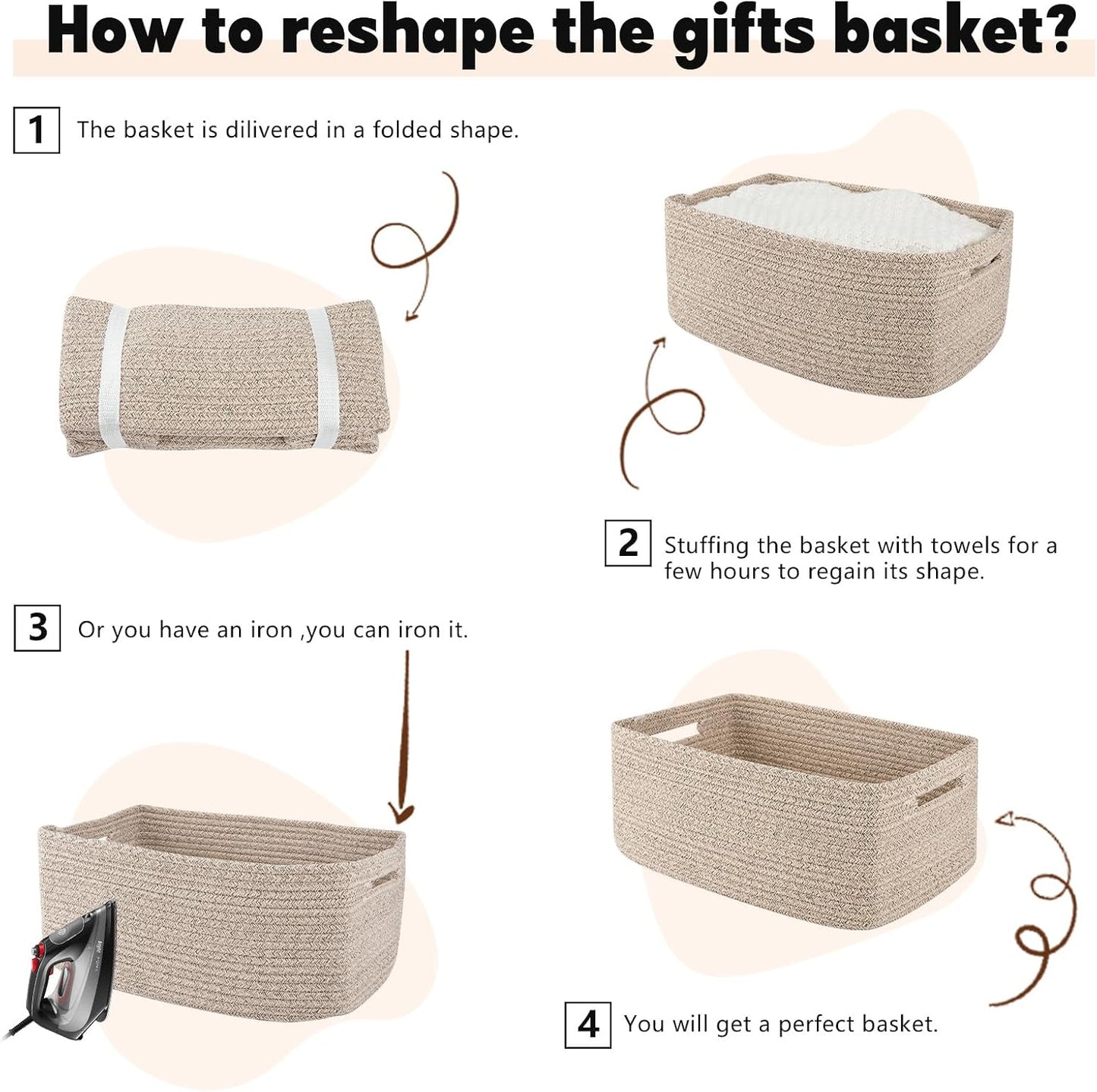 OIAHOMY Storage Basket for Shelves, Closet Cube Storage Bins Baskets for Clothes Blanket Towels, Baby Nursery, Toy Baskets Box, Woven Rope Basket, 15.75 * 11.81 * 7.09 IN, 2 Packs Brown
