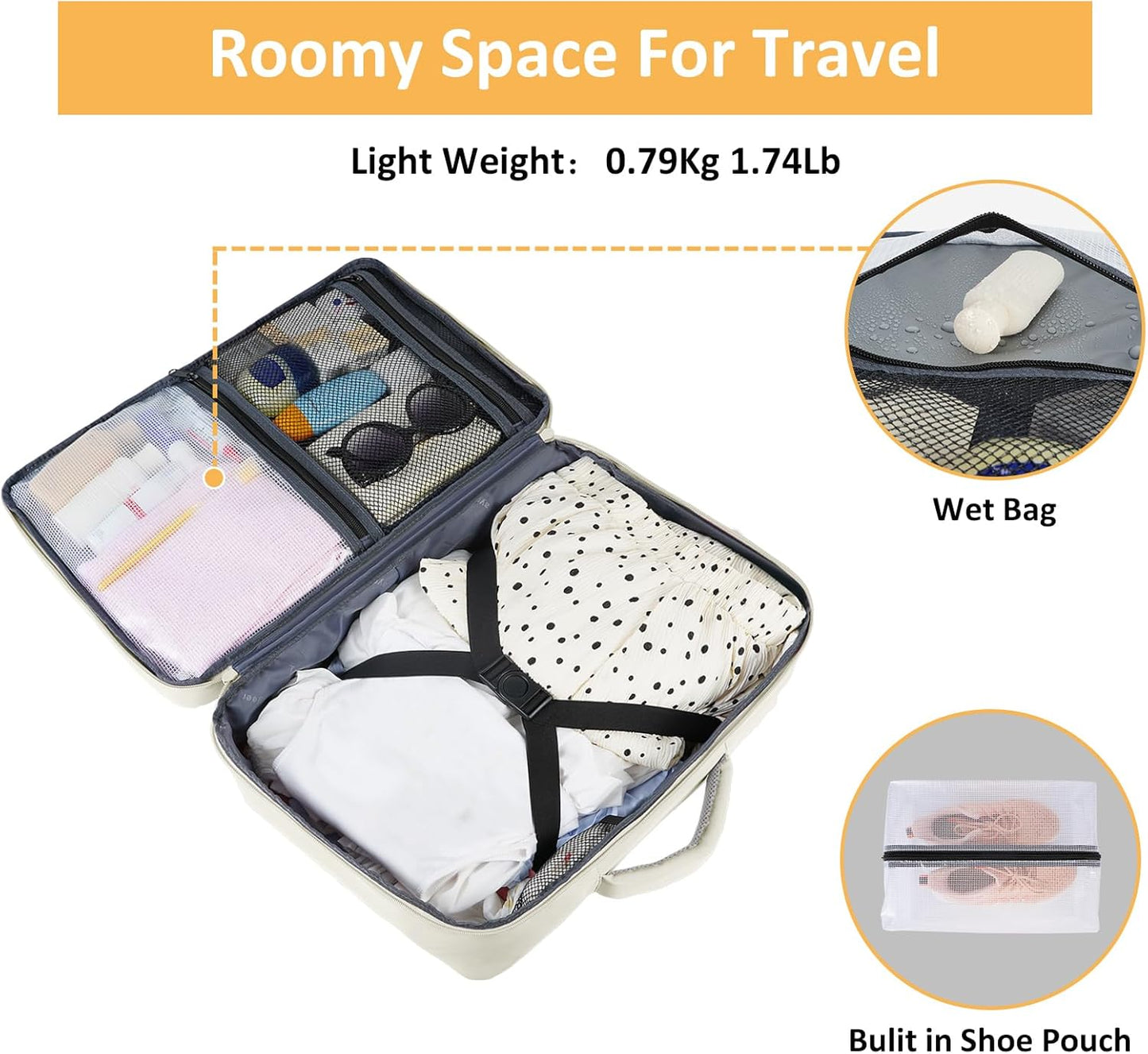 Taygeer Travel Backpack for Women, Carry On Backpack with Shoe Pouch, TSA 15.6" Laptop Back Pack Flight Approved, College Gym Bag Casual Daypack for Weekender Business Hiking,Beige