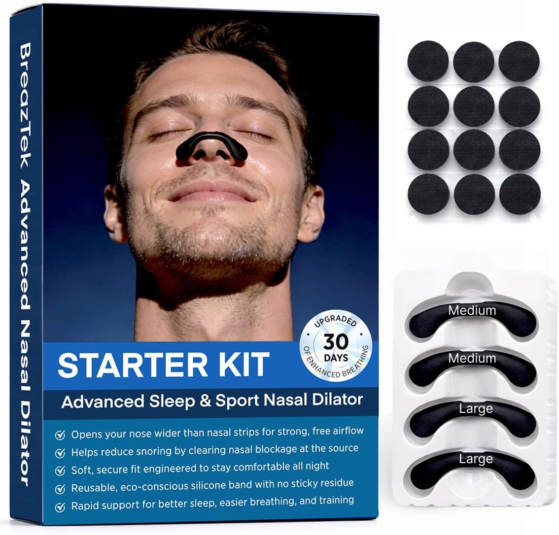 Premium Nasal Strips for Nighttime Sleep, Comfort-Fit Nose Strips with Skin-Friendly Adhesive for Men & Women (Black, Large)