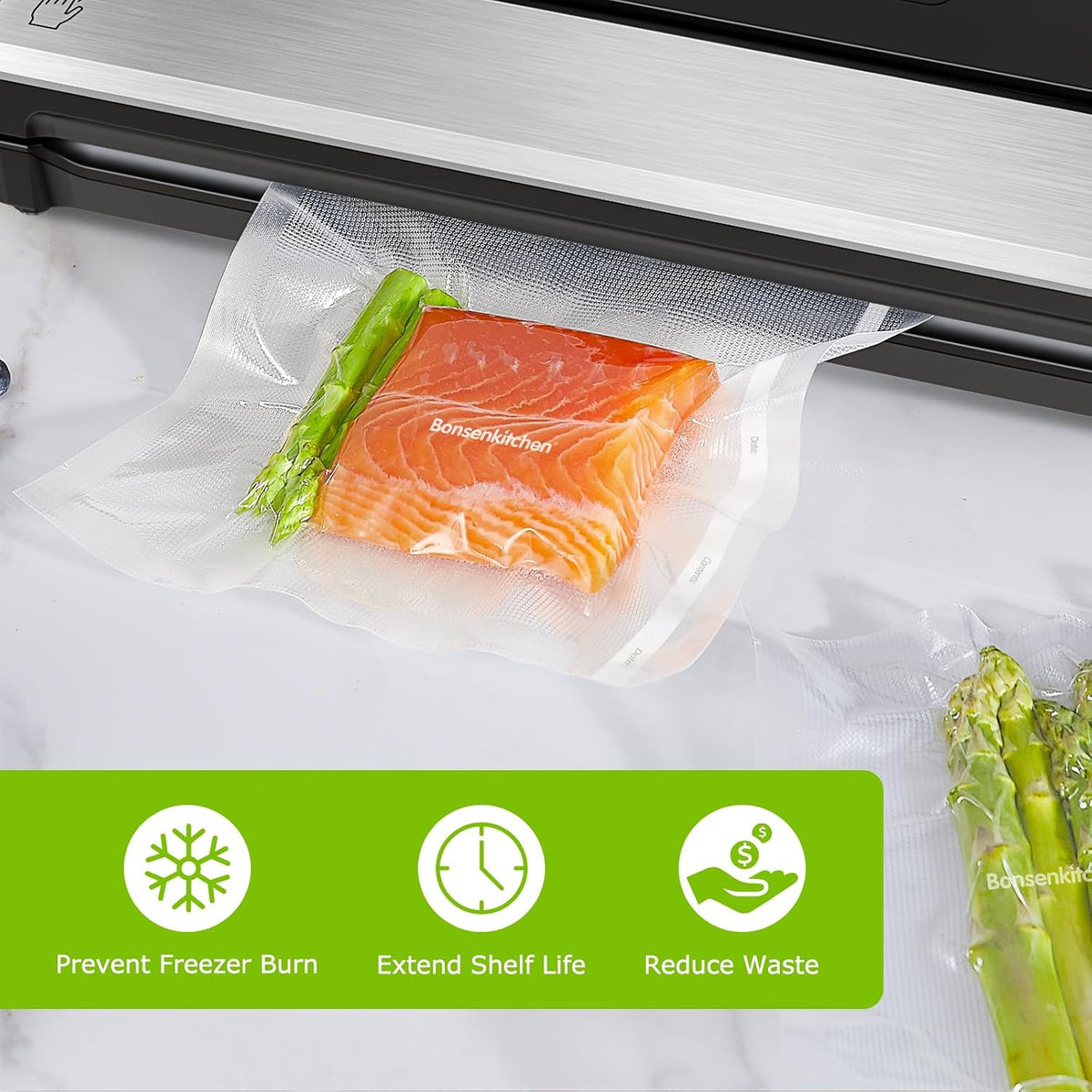 Bonsenkitchen 11"x150' Vacuum Sealer Bags with Cutter for Food Storage