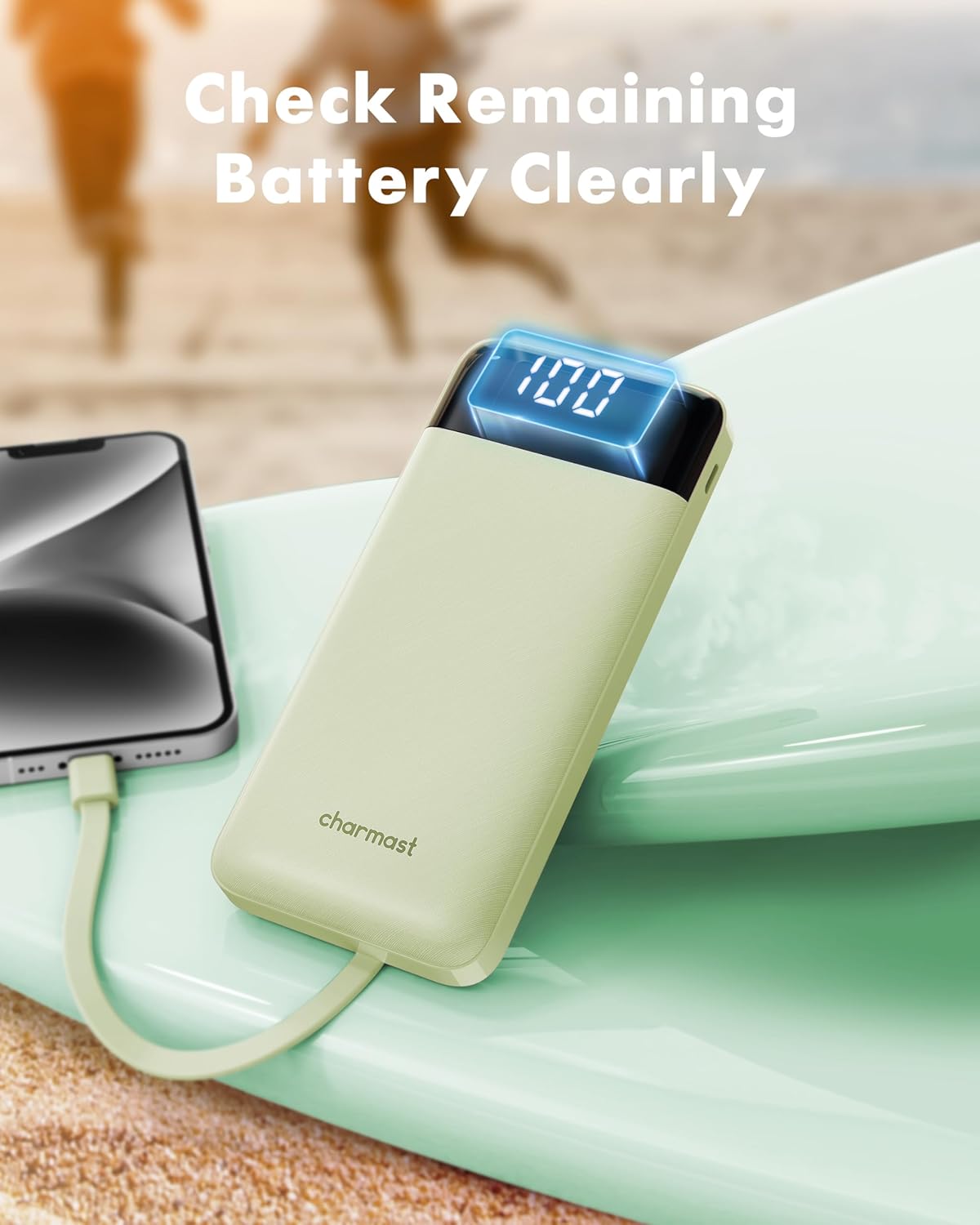charmast Portable Charger with Reinforced Built-in 4 Cables,10000mAh Power Bank Travel Essentials 6 Outputs 3 Inputs 3A Fast Charging Compatible with iPhone iPad Samsung Google Pixel LG Moto etc.