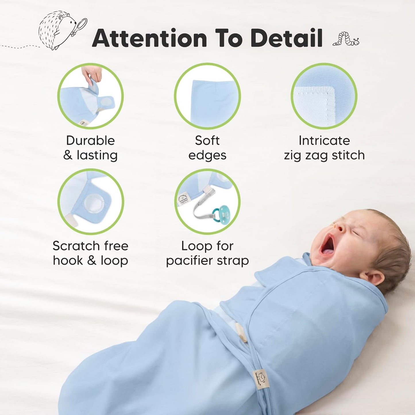 3-Pack Organic Baby Swaddle Sleep Sacks - Swaddles for Newborns, Infant 0-3 Months, Baby Girls, Boys, Soft & Snug Newborn Sleep Sack, Nursery Swaddling Blankets (ABC Land Cloud, OS)