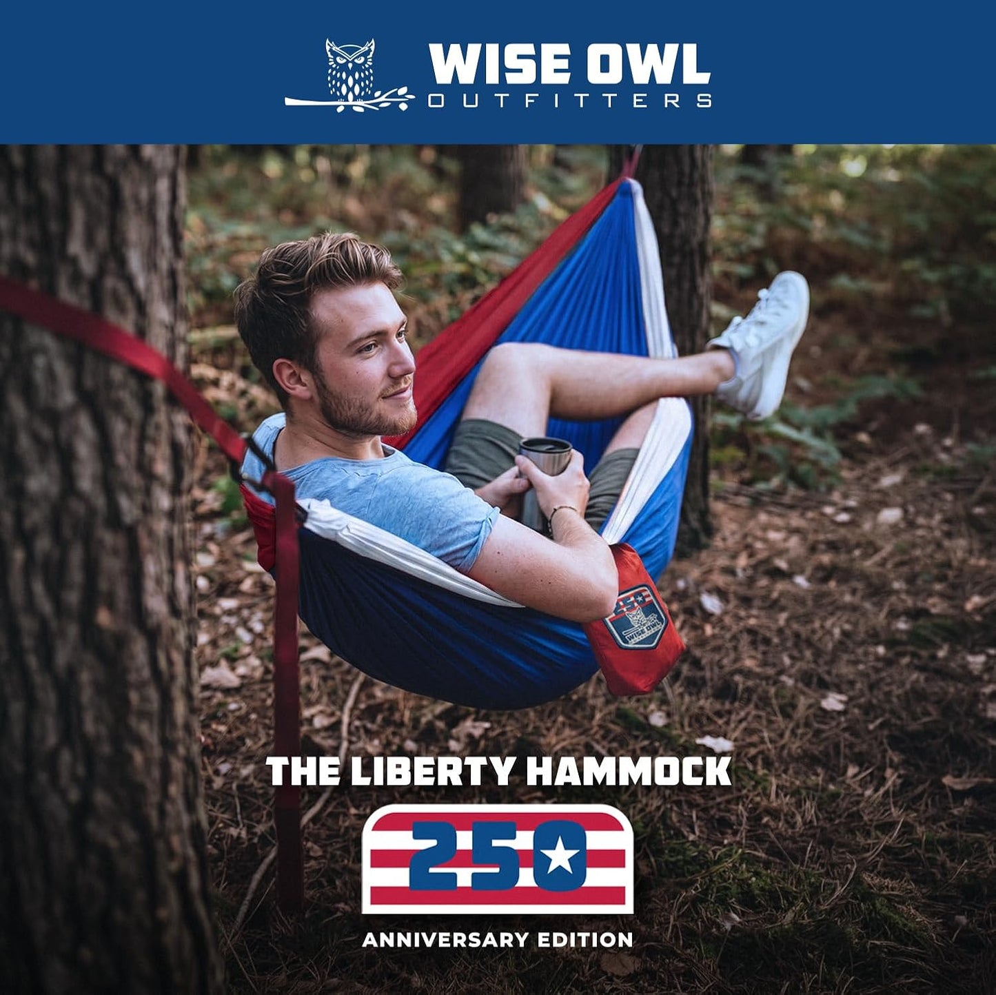Wise Owl Outfitters Camping Hammock – up to 500lbs Portable Hammock with Tree Straps - Travel, Backpacking, Hiking, Outdoors Camping Gear - Single or Double