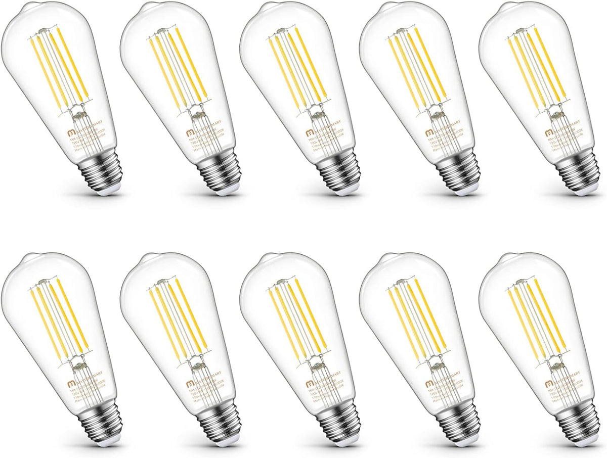 MASTERY MART 100 Watt LED Bulb, Edison Bulbs, Dimmable Lightbulbs E26, 5000K Daylight White Bright 9W 1100 Lumens, ST21/ST64 Vintage Lightbulb, UL Listed, Clear Glass, Decorative Light Bulb (10 Pack)
