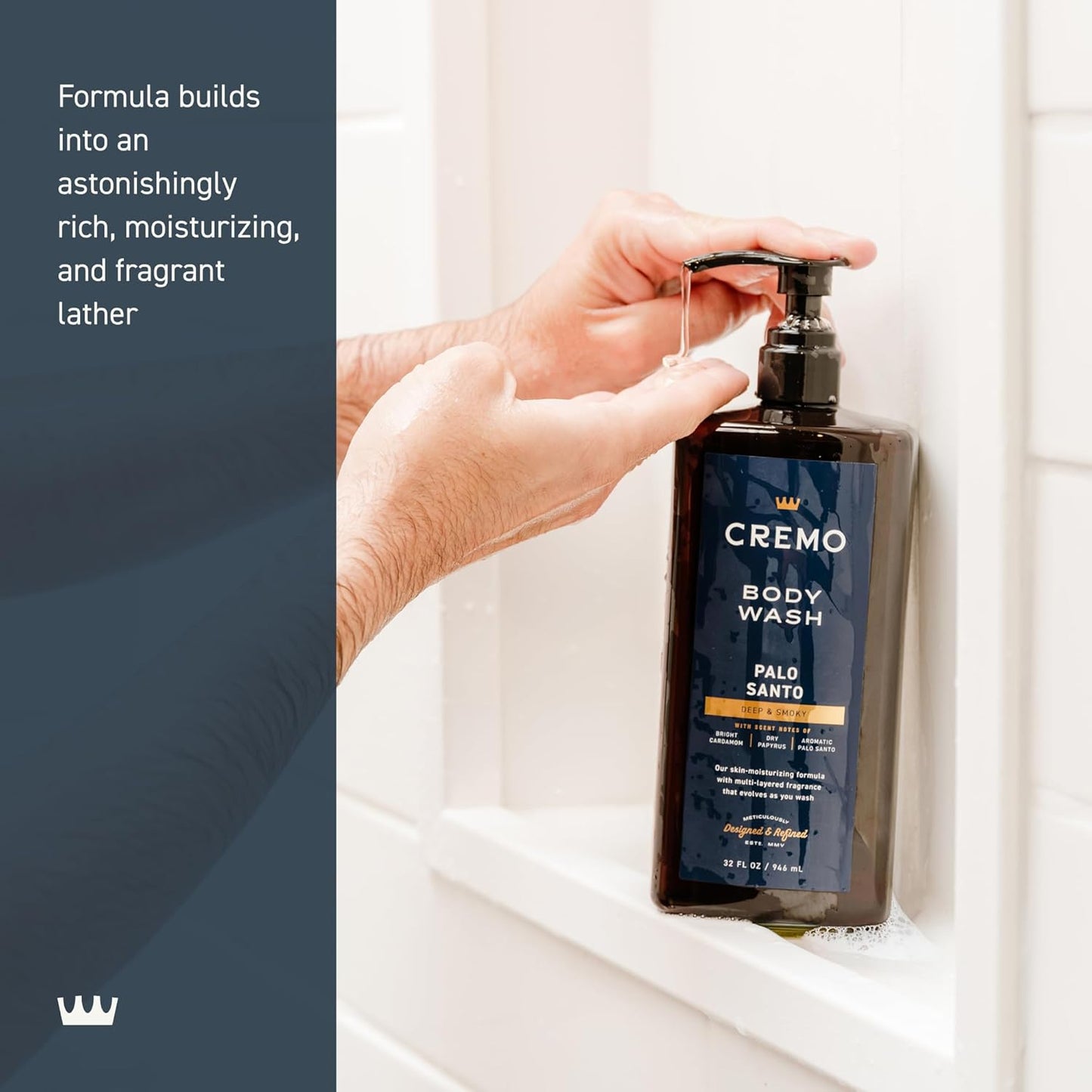 Cremo Rich-Lathering Palo Santo Body Wash for Men, 32 Fl Oz