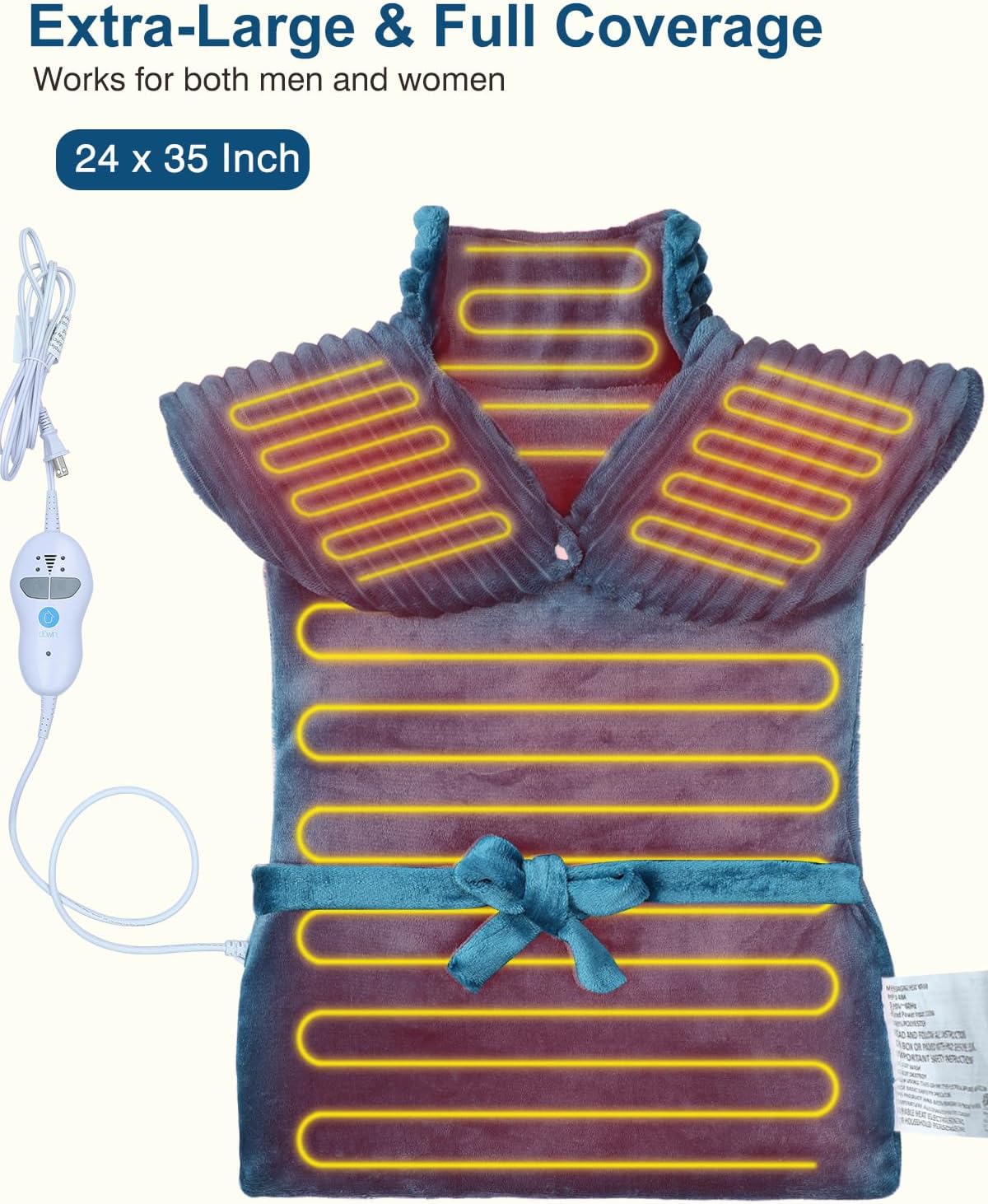 Vibrating Heating Pad for Neck and Shoulders and Back, 24"x35",Teal