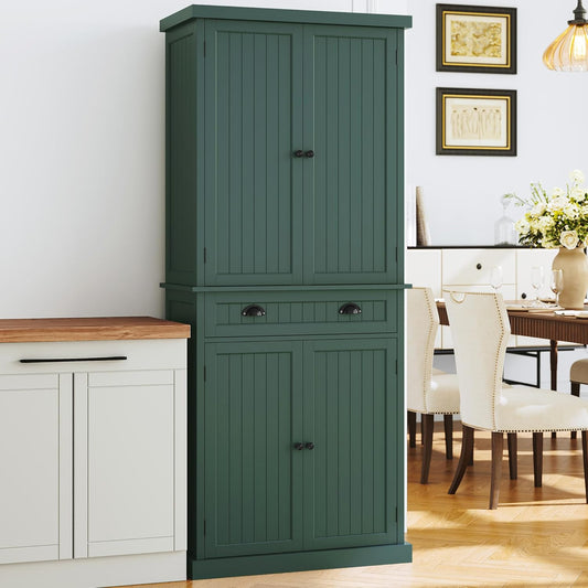 ARTPOWER 72" Tall Kitchen Pantry Storage Cabinet with Drawer and Adjustable Shelves, Pantry Cabinet for Kitchen, Bathroom or Hallway, Green