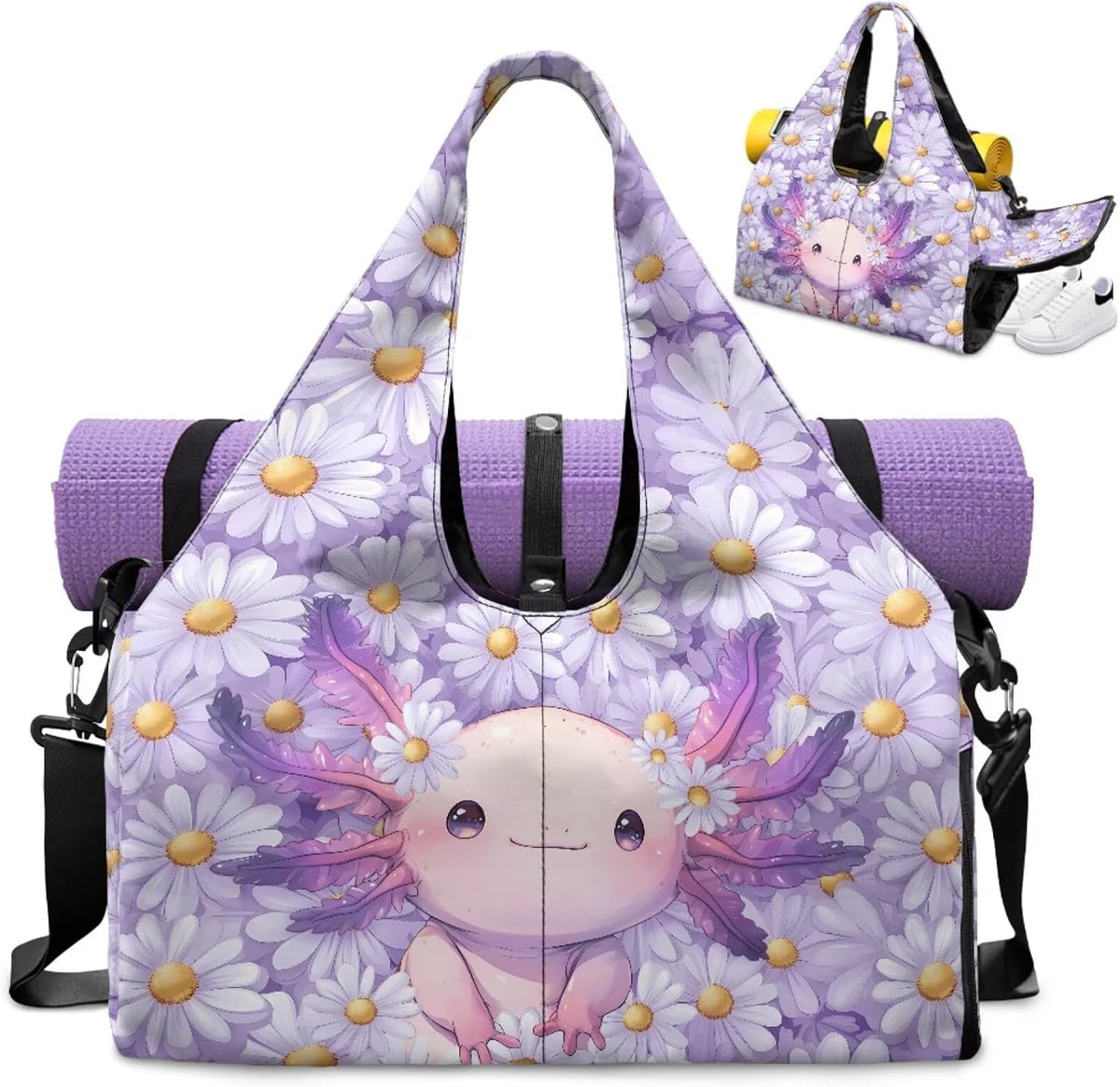 Gym Bag with Yoga Mat Holder Large Tote Bag With Multi Pockets for Women Men Dry Wet Separated Pocket Carryall Yoga Tote Bag for Pilates Travel Workout Office