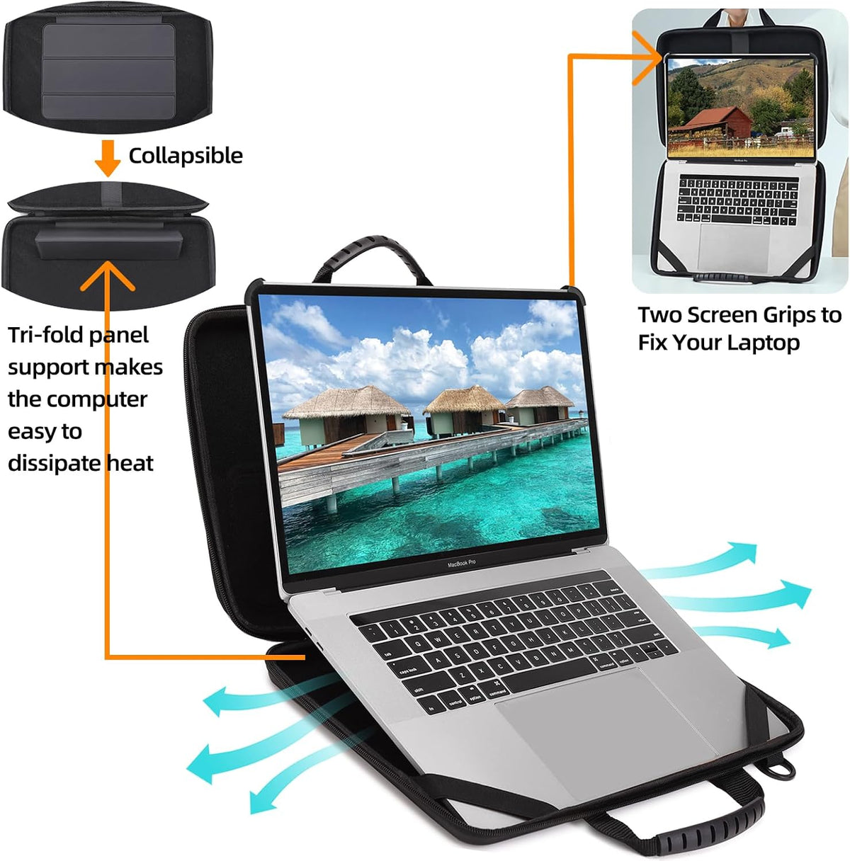 BUG 14.2-15.6 Inch Laptop Case Hard Shell, Protective Laptop Carrying Case with Stand for Heat Dissipation