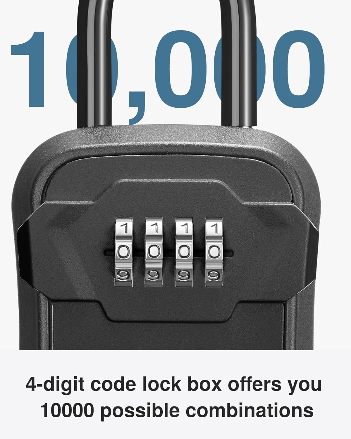 Puroma Lock Box, Key Lock Box Wall Mount & Portable Combination Lockbox with Resettable Code, Security Lockbox for Outside House Keys, Apartment Realtors Spare Keys Storage (1 Pack, Pure Black)