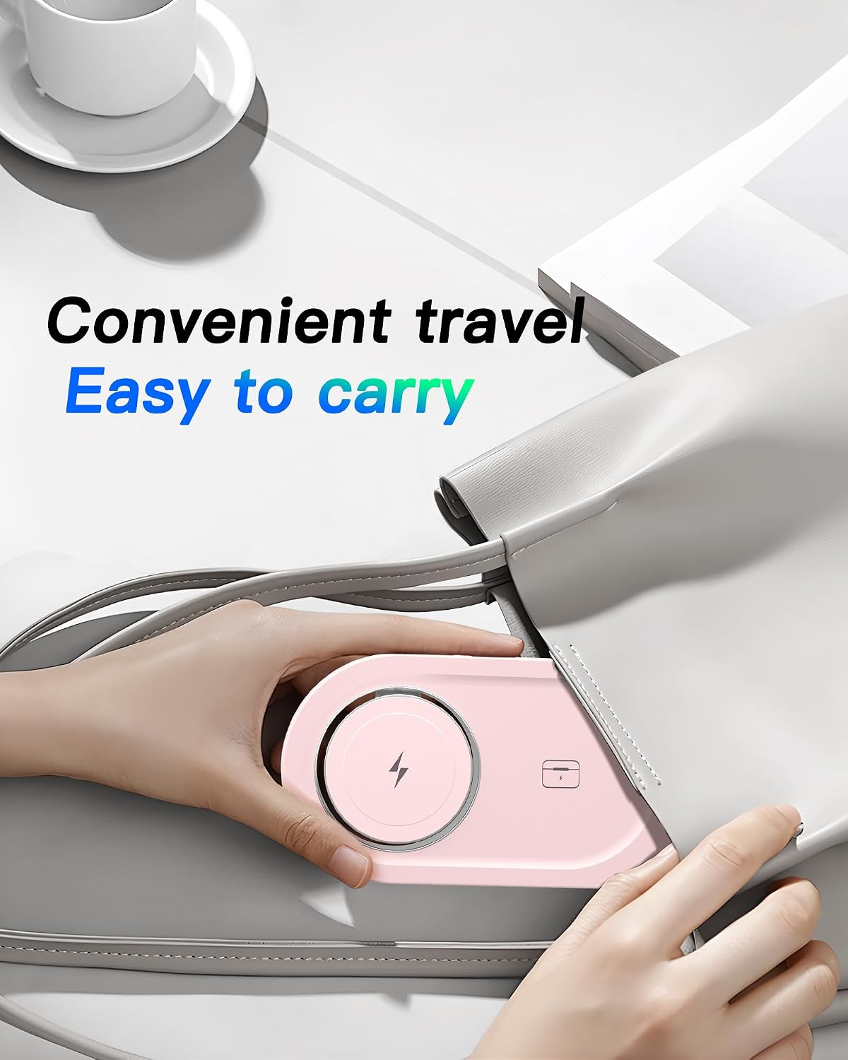 Foldable 3 in 1 Wireless Charging Station for Apple Mag-Safe Charger Stand | Fast Magnetic Wireless Charger Station for iPhone 17 Air 16 15 14 13 12, Apple Watch, AirPods Pro/4/3/2, and More (Pink)