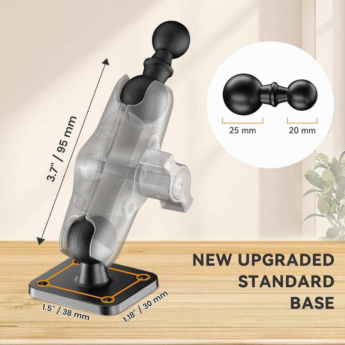 OHLPRO 4" Aluminum Arm Tablet Mount for Truck - Heavy Duty Drill Base Car Tablet Holder Compatible with iPad Samsung Tab 5"-13" Tablets and Phones, for Dashboard/Wall/Business/Desktop, etc.