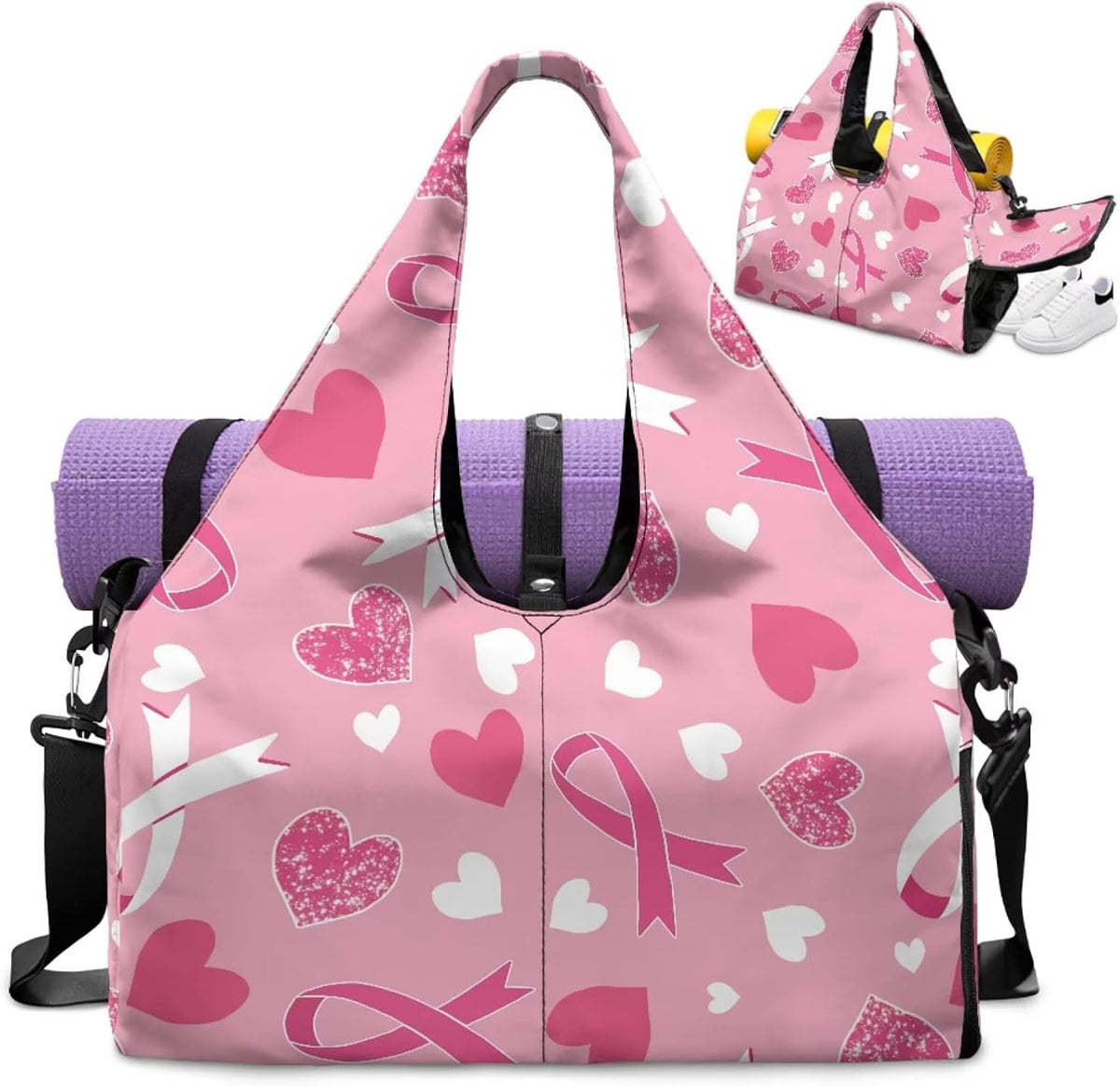 Yoga Mat Bag for Men Women Canvas Yoga Mat Carrier Take In Out Mat Easily for Beach Swim Bags Pool Sports Gym