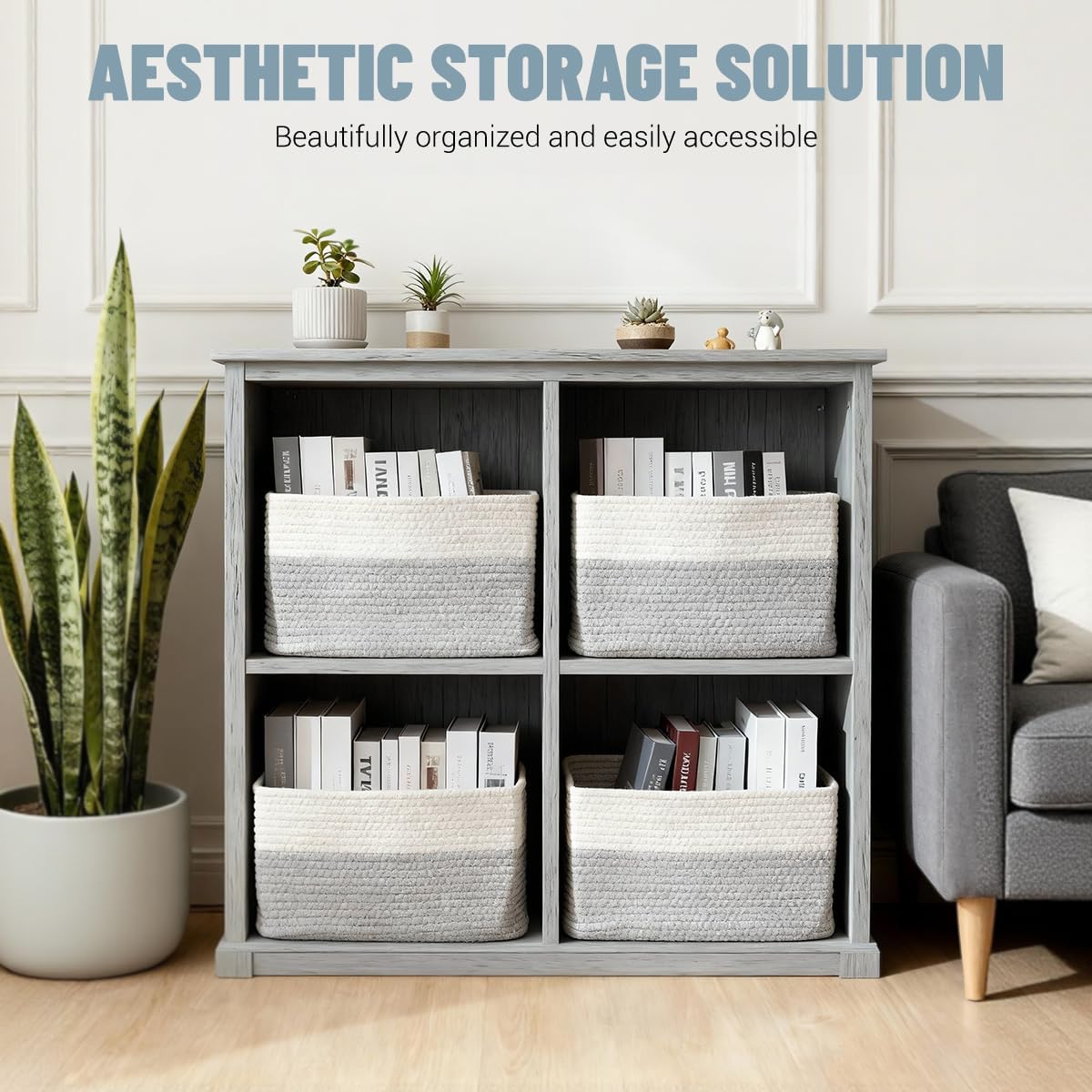 5 Pack Woven Storage Baskets, Decorative Storage Bins for Organizing