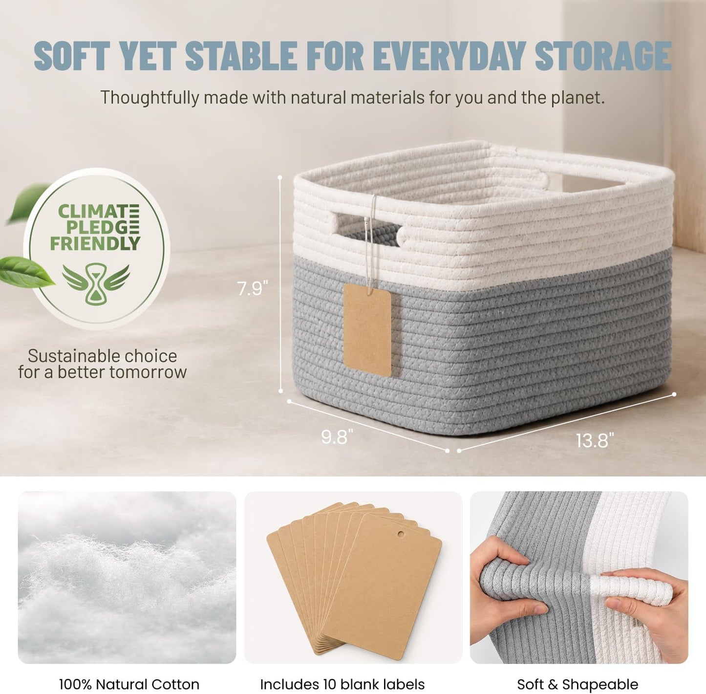 5 Pack Woven Storage Baskets, Decorative Storage Bins for Organizing