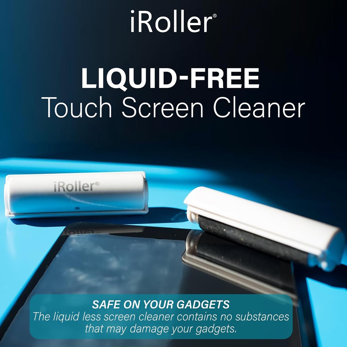 Screen Cleaner by iRoller - No Need for Spray or Wipes - Liquid Free iPad Screen Cleaner Roller Tool - Washable & Reusable - Phone Screen Cleaner Ideal for iPhone, Laptop, Computer Touchscreen - 3.5"