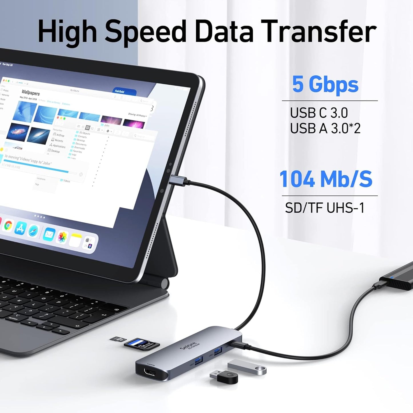 USB C Docking Station Dual HDMI Monitor, USB C to Dual HDMI Adapter with 2HDMI Ports, PD Charging, SD/microSD, USB A&C 3.0 Ports, Laptop Docking Station for Dell XPS/HP/Lenovo/Surface/Yoga etc