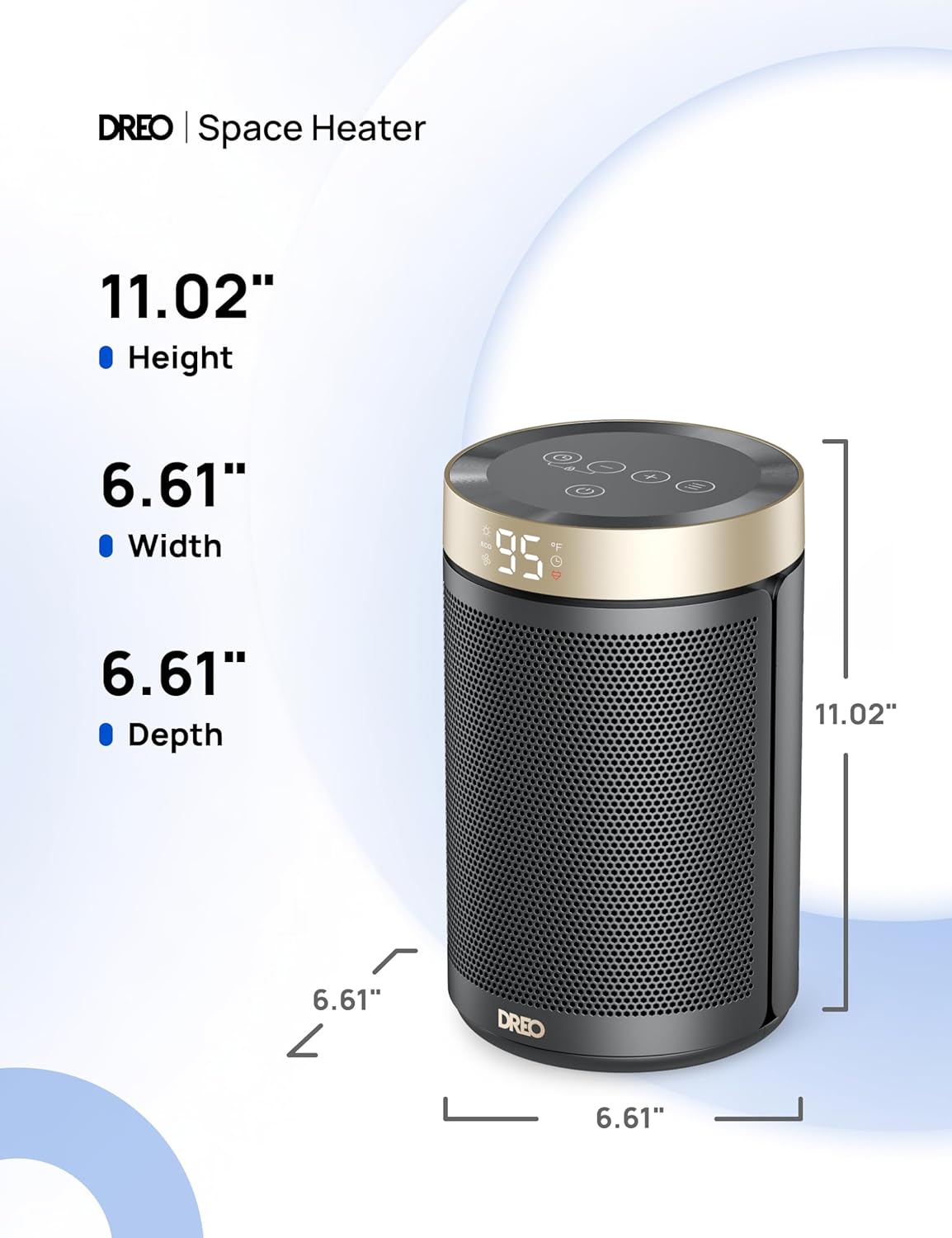 DREO Space Heater, Portable Electric Heaters for Indoor Use with Thermostat and Remote, 2024 Upgraded, Digital Display, 12H Timer, 5 Mode, 1500W PTC Ceramic Fast Safety Heat for Office Bedroom Home