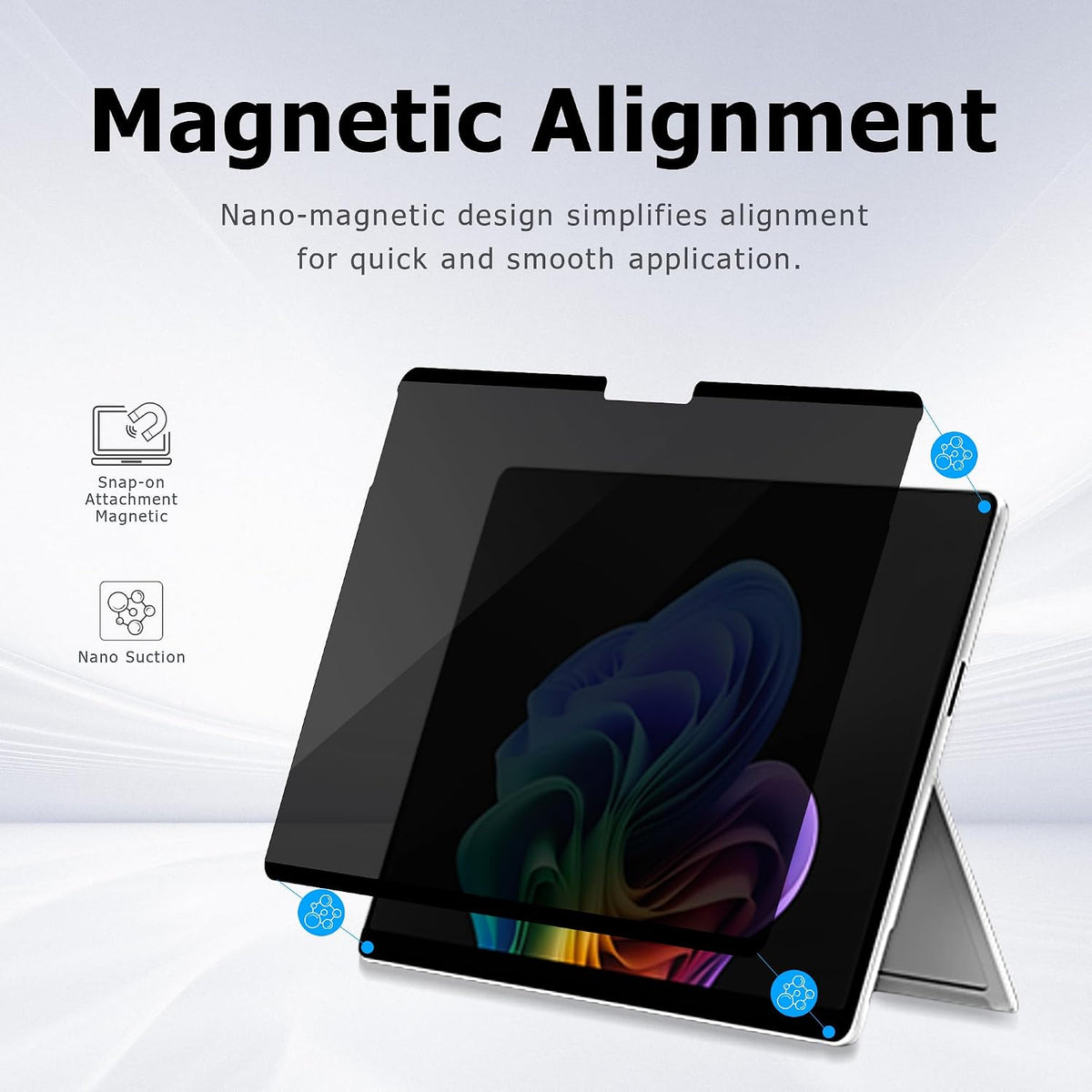 Megoo Privacy Screen Protector for Surface Go 4/3/2/1 10.5 Inch, Anti-Spy, Anti-Glare, Blue Light & UV Blocking, Magnetic Nano Technology, Removable Design